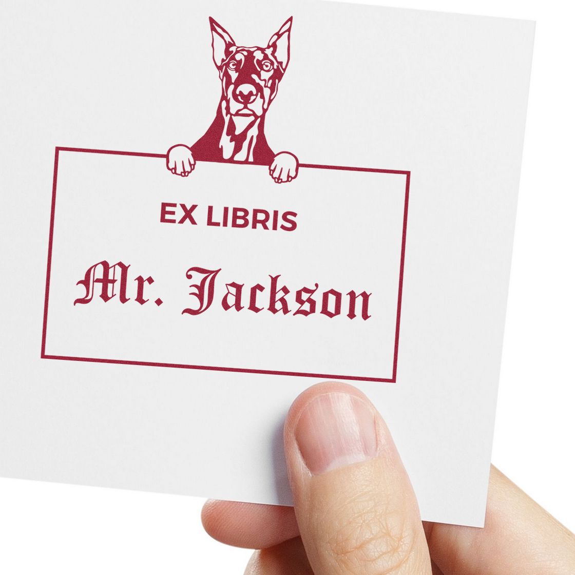 Doberman Personalized Dog Ex Libris Design Stamp