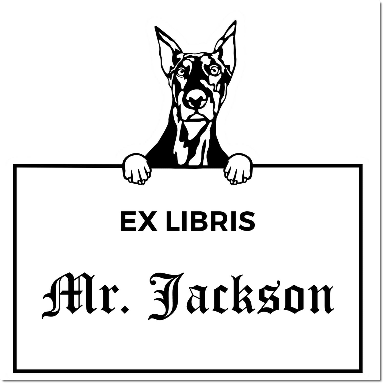 Doberman Personalized Dog Ex Libris Design Stamp - Engineer Seal Stamps