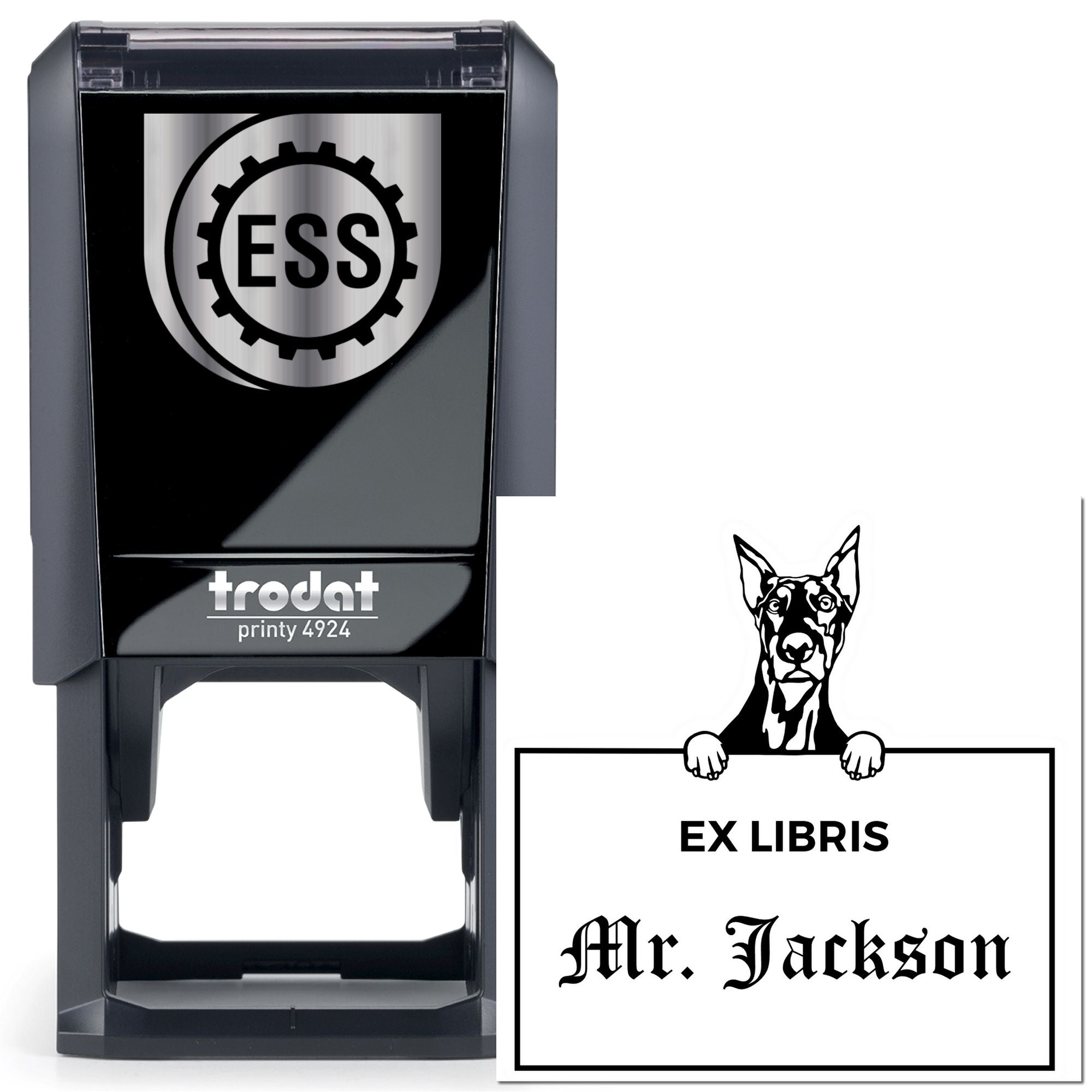 Doberman Custom-Made Dog Themed Ex Libris Book Label Stamp - Engineer Seal Stamps