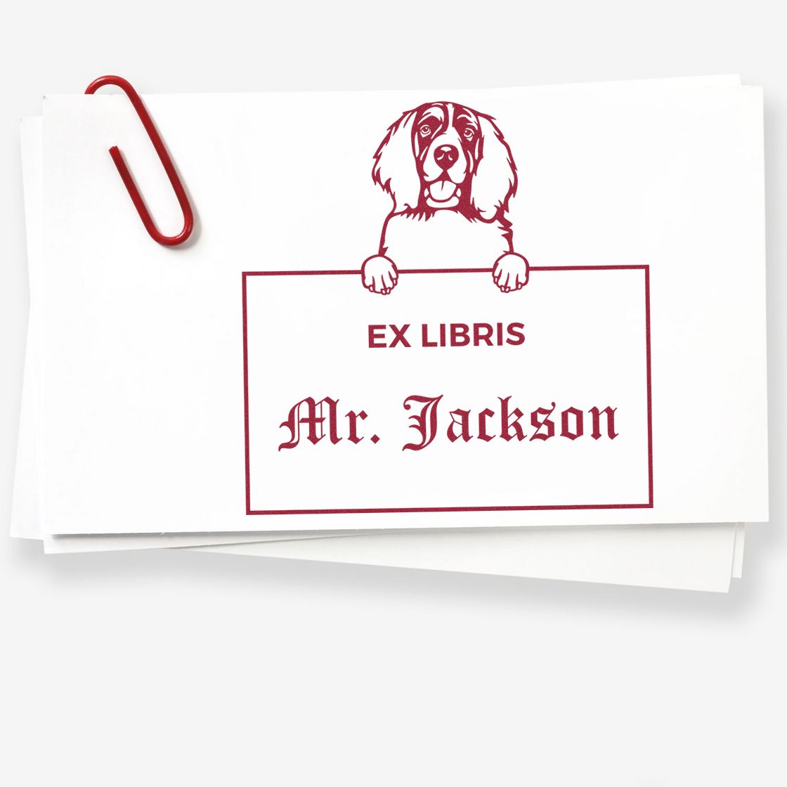 English Cocker Spaniel Personalized Dog Ex Libris Label Stamp
