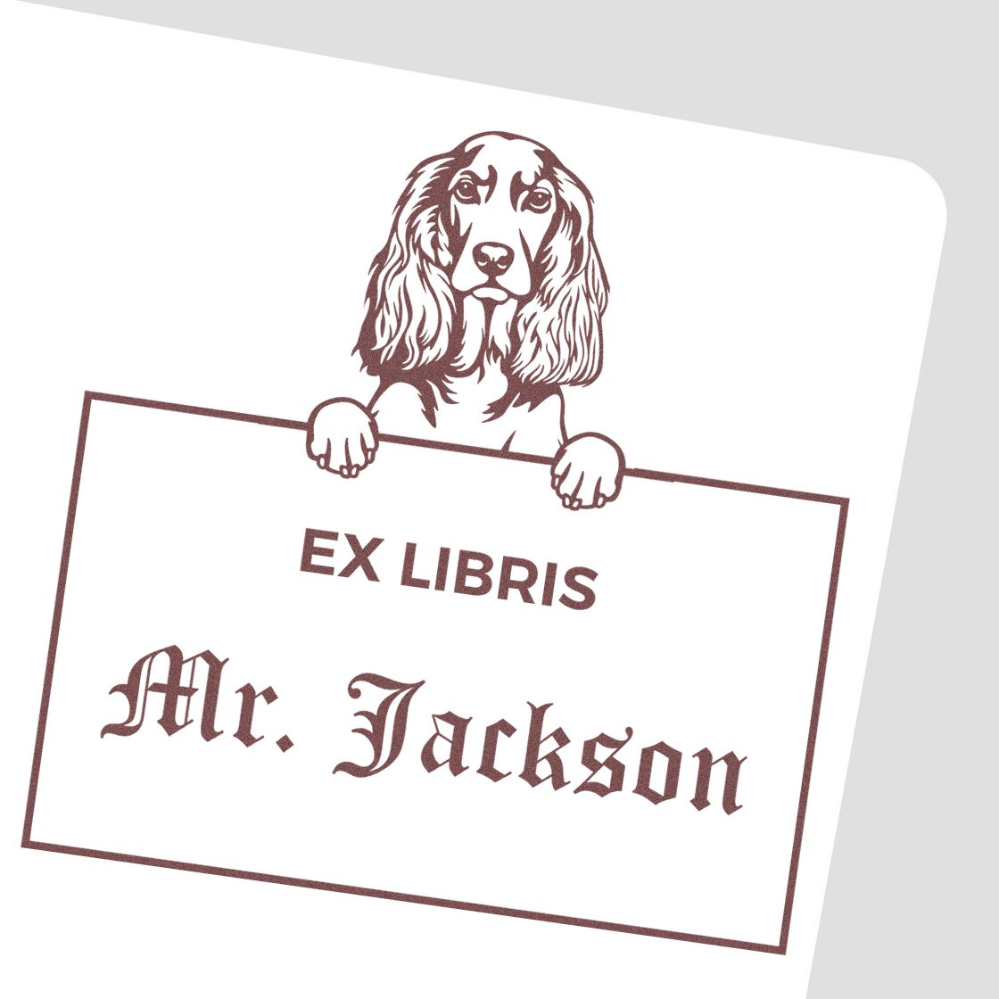 English Cocker Spaniel Custom-Made Dog Themed Ex Libris Stamp - Engineer Seal Stamps