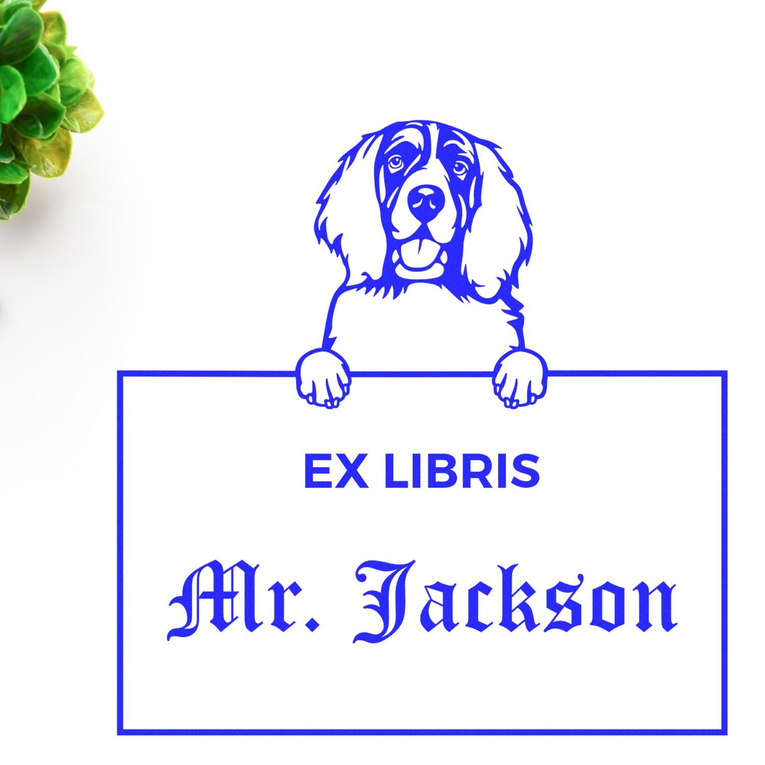 English Springer Spaniel Custom-Made Dog Themed Ex Libris Book Stamp - Engineer Seal Stamps
