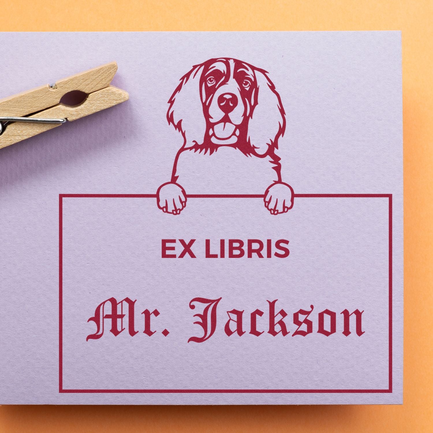 English Springer Spaniel Personalized Dog Ex Libris Book Ownership Stamp