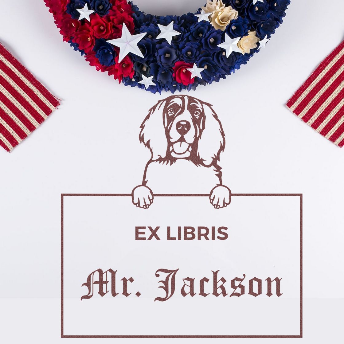 English Springer Spaniel Personalized Dog Ex Libris Book Ownership Stamp - Engineer Seal Stamps