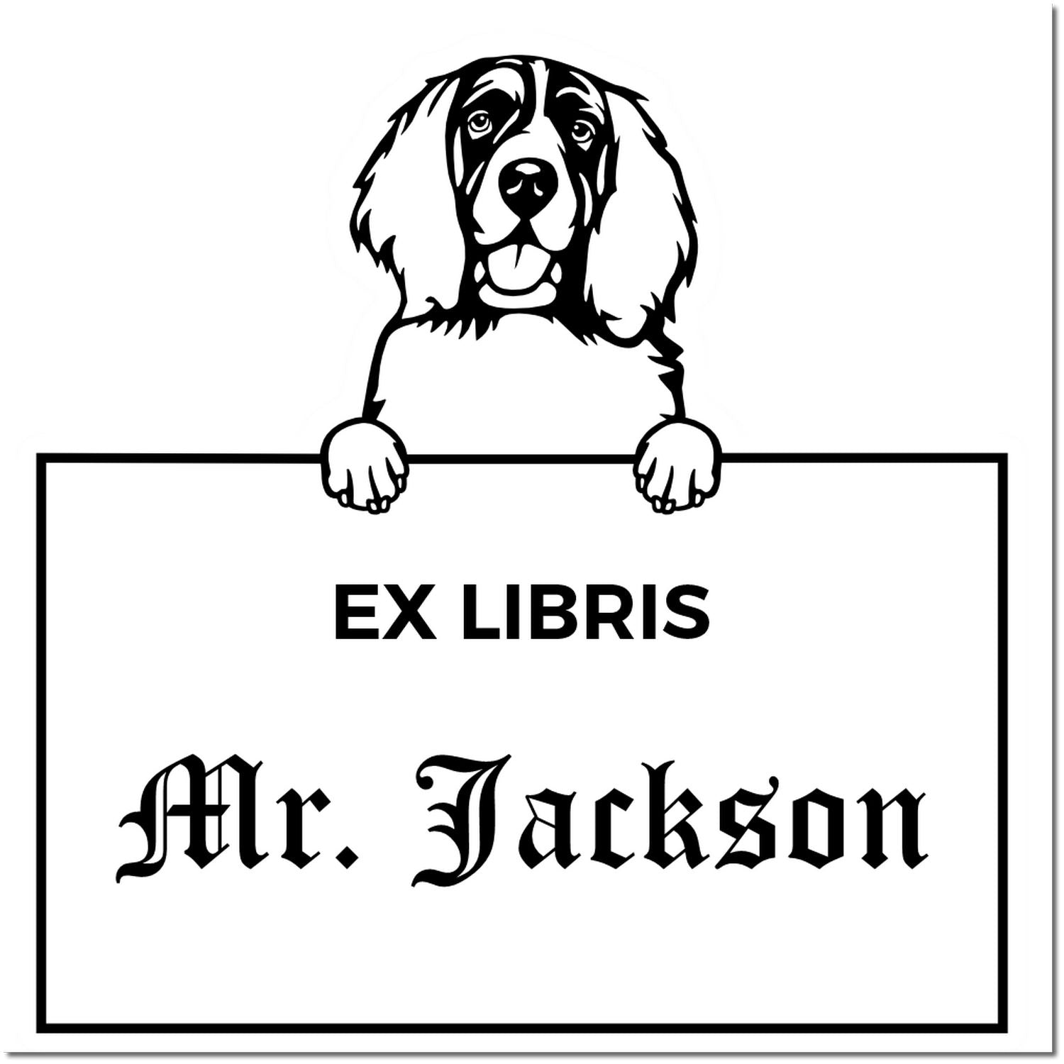 English Springer Spaniel Custom-Made Dog Themed Ex Libris Book Stamp - Engineer Seal Stamps