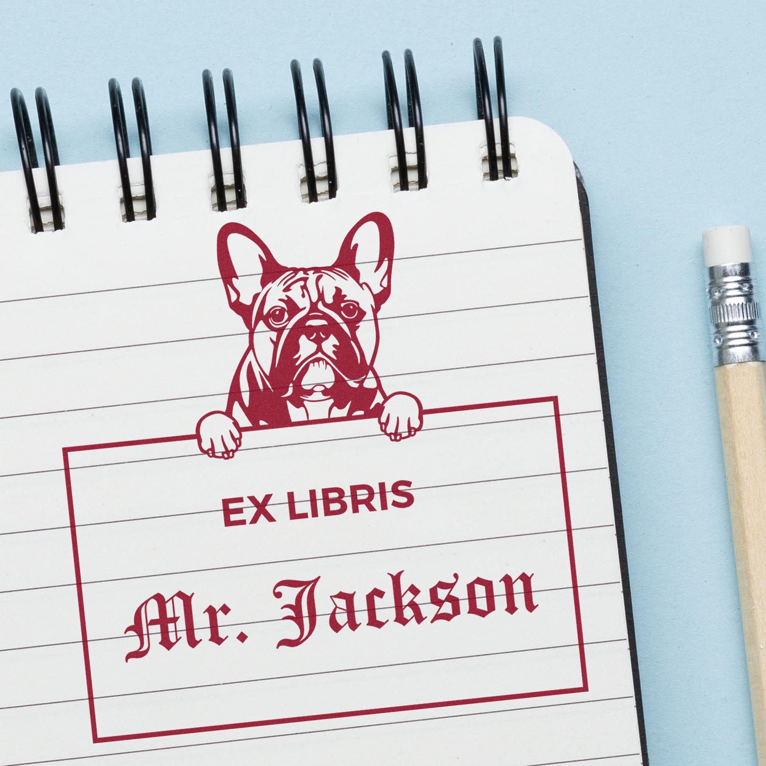 French Bulldog Personalized Dog Book Ex Libris Stamp