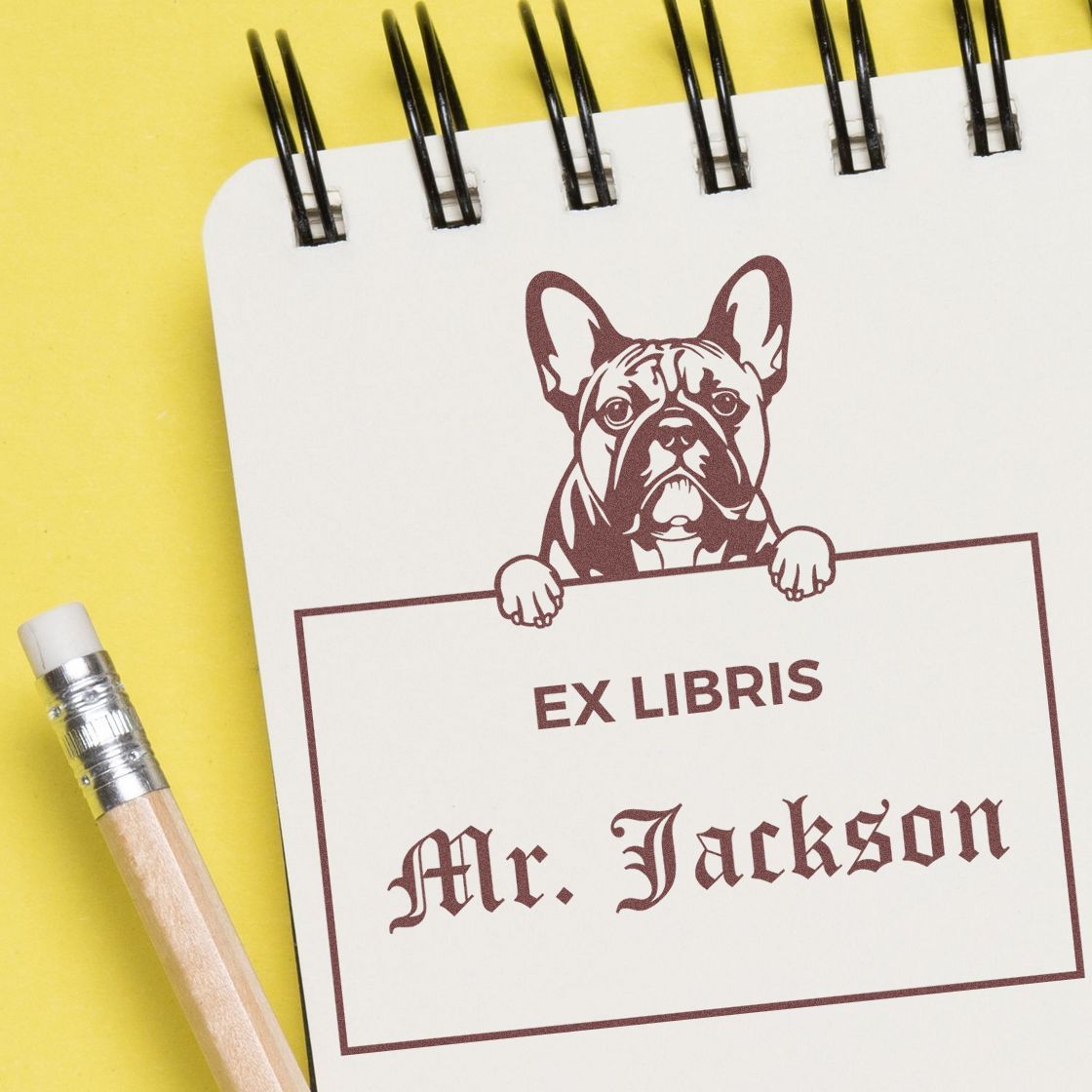 French Bulldog Custom-Made Dog Themed Ex Libris Bookplate Stamp - Engineer Seal Stamps