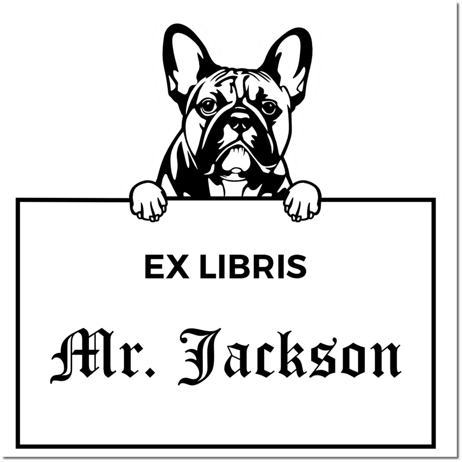 French Bulldog Personalized Dog Book Ex Libris Stamp - Engineer Seal Stamps