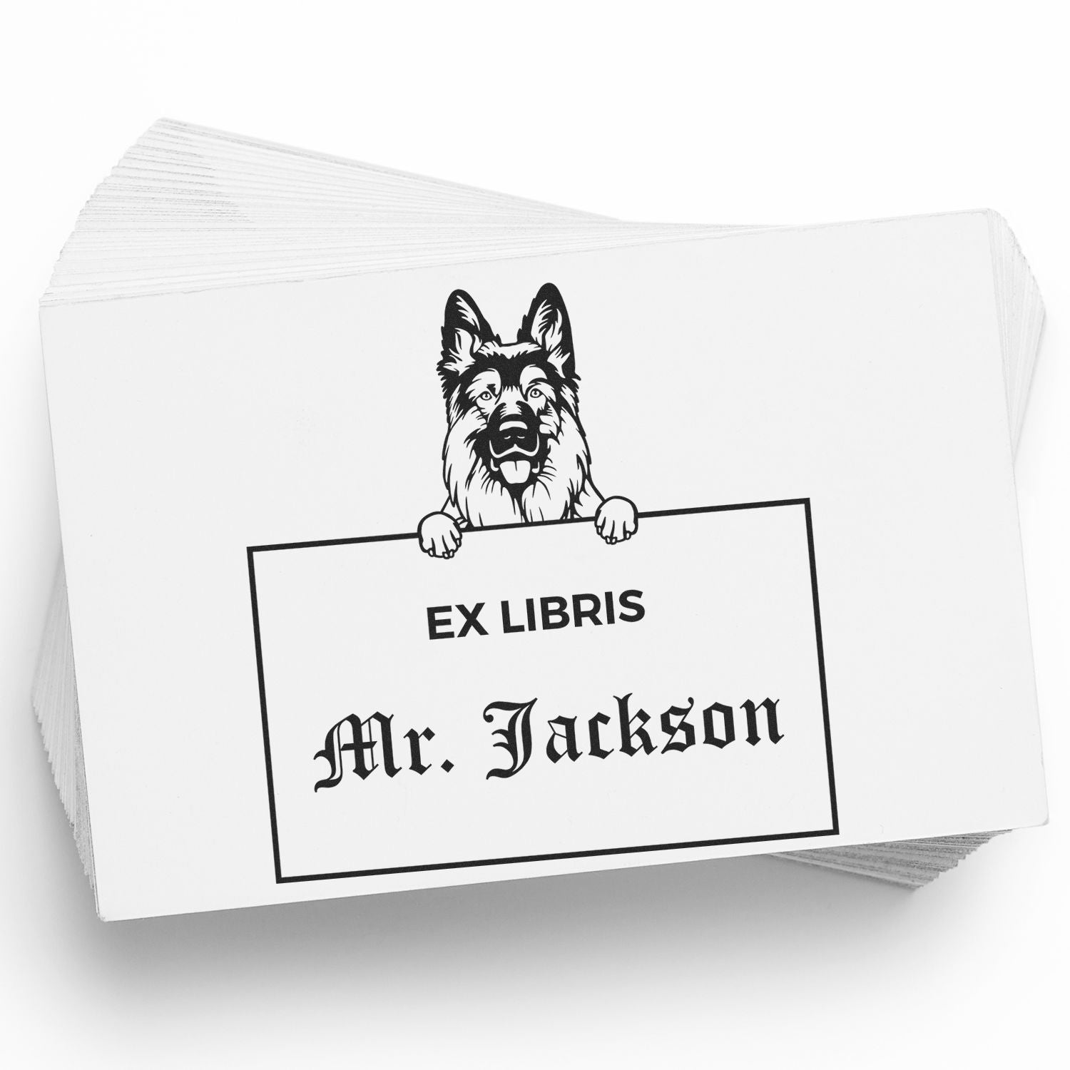 German Shepherd Custom-Made Dog Themed Ex Libris Library Stamp - Engineer Seal Stamps