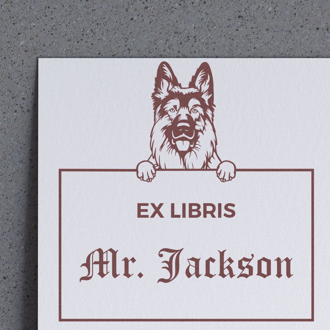 German Shepherd Custom-Made Dog Themed Ex Libris Library Stamp - Engineer Seal Stamps