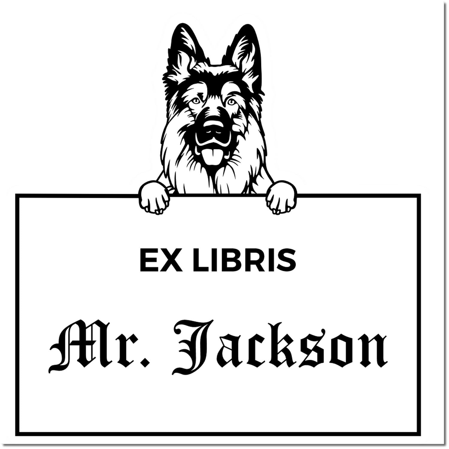 German Shepherd Custom-Made Dog Themed Ex Libris Library Stamp - Engineer Seal Stamps