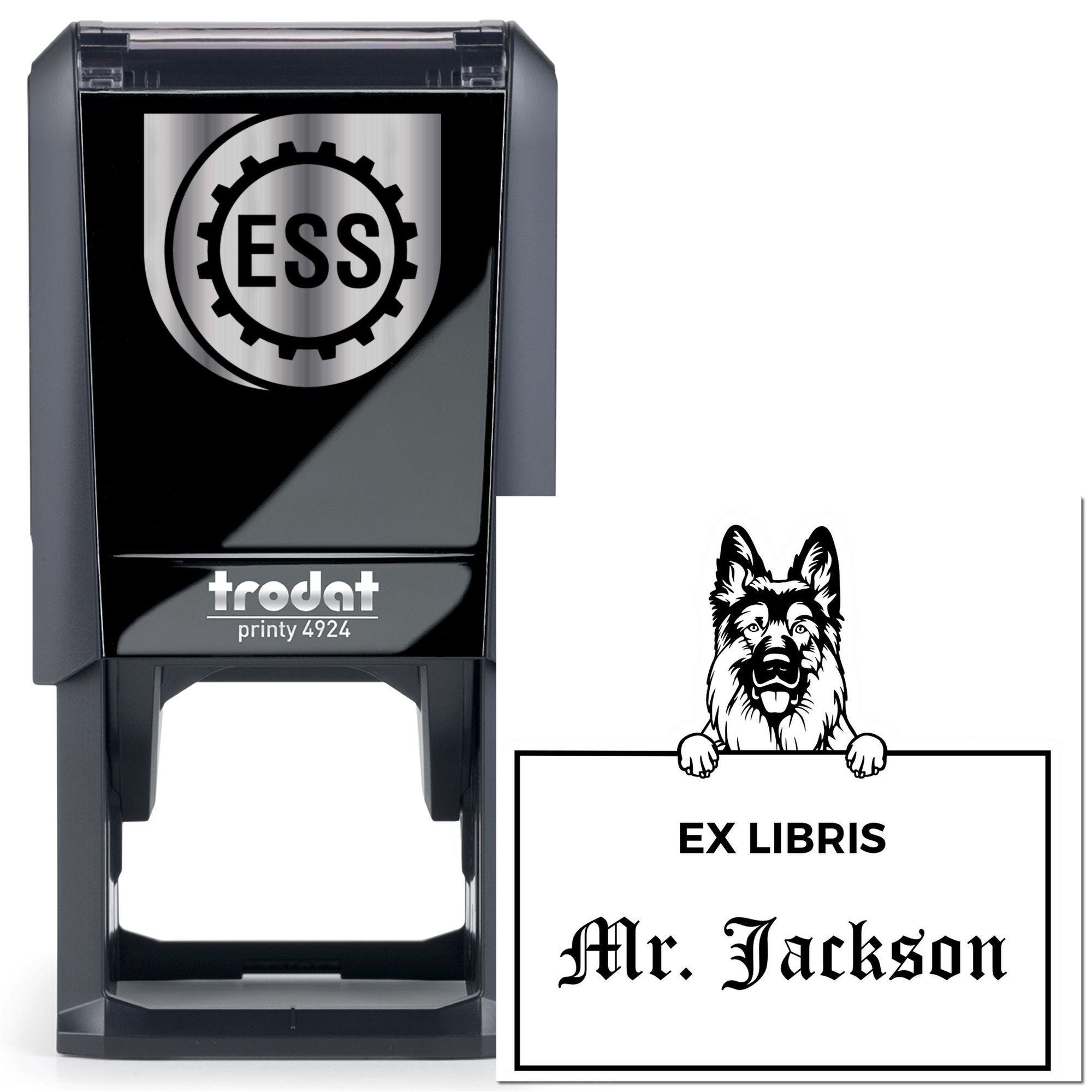 German Shepherd Custom-Made Dog Themed Ex Libris Library Stamp - Engineer Seal Stamps