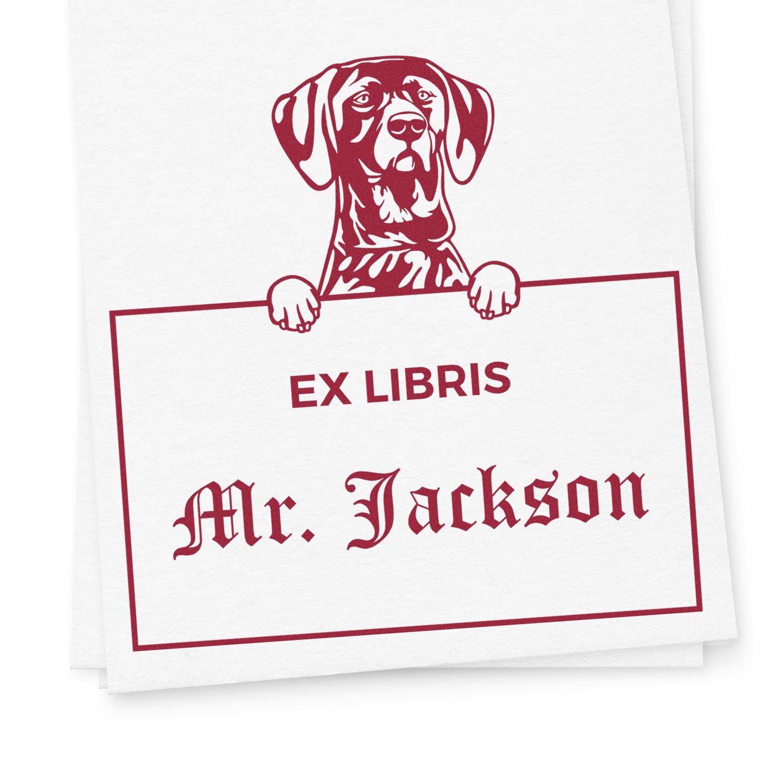 German Shorthaired Pointer Personalized Puppy Dog Ex Libris Stamp