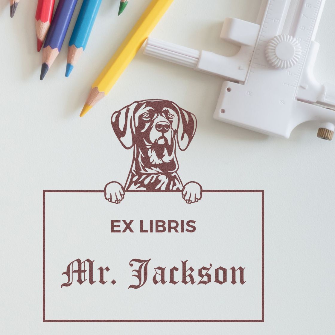 German Shorthaired Pointer Customized Ex Libris Classroom Stamper - Engineer Seal Stamps