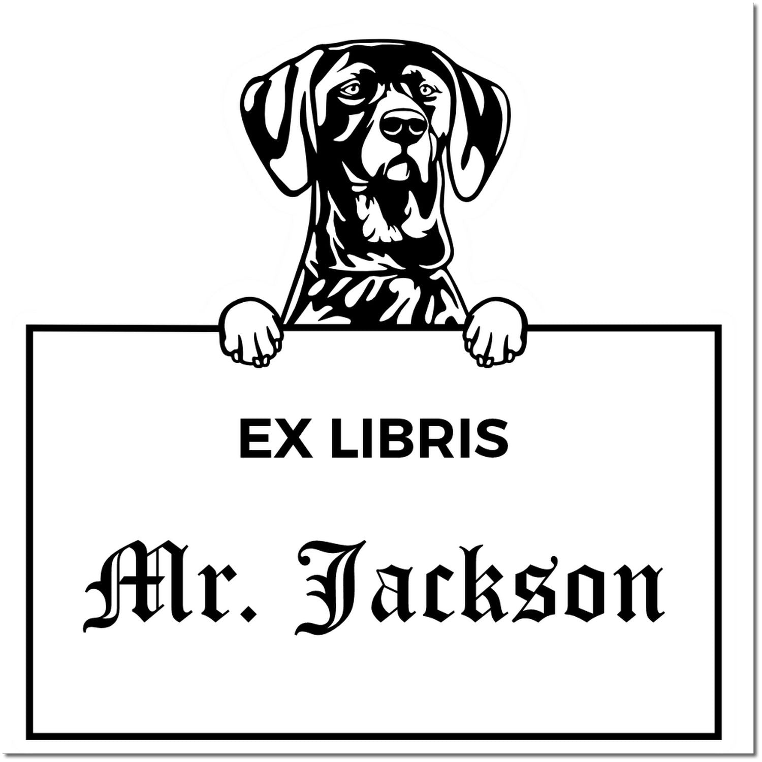 German Shorthaired Pointer Personalized Puppy Dog Ex Libris Stamp - Engineer Seal Stamps