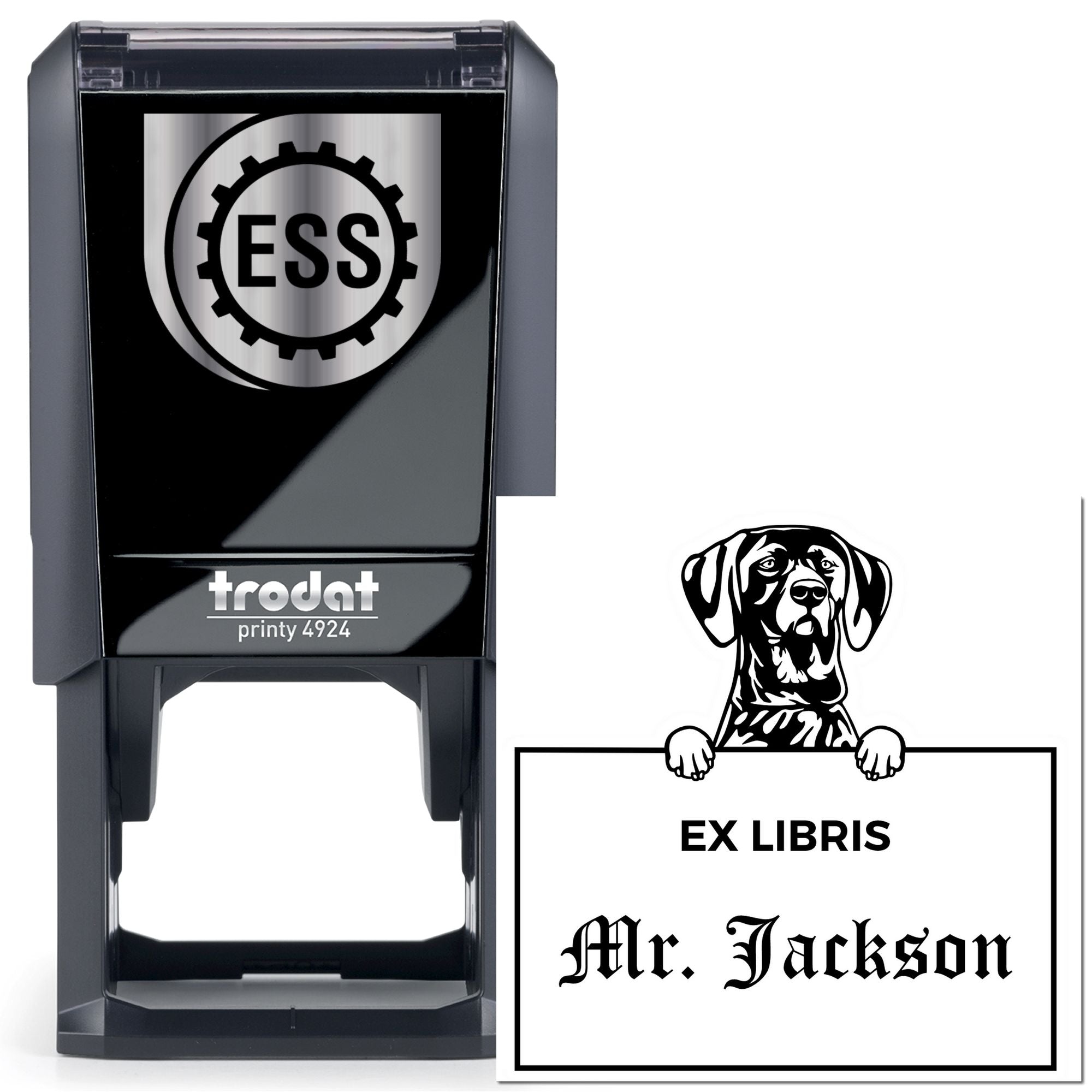 German Shorthaired Pointer Custom-Made Dog Themed Ex Libris Design Stamp - Engineer Seal Stamps