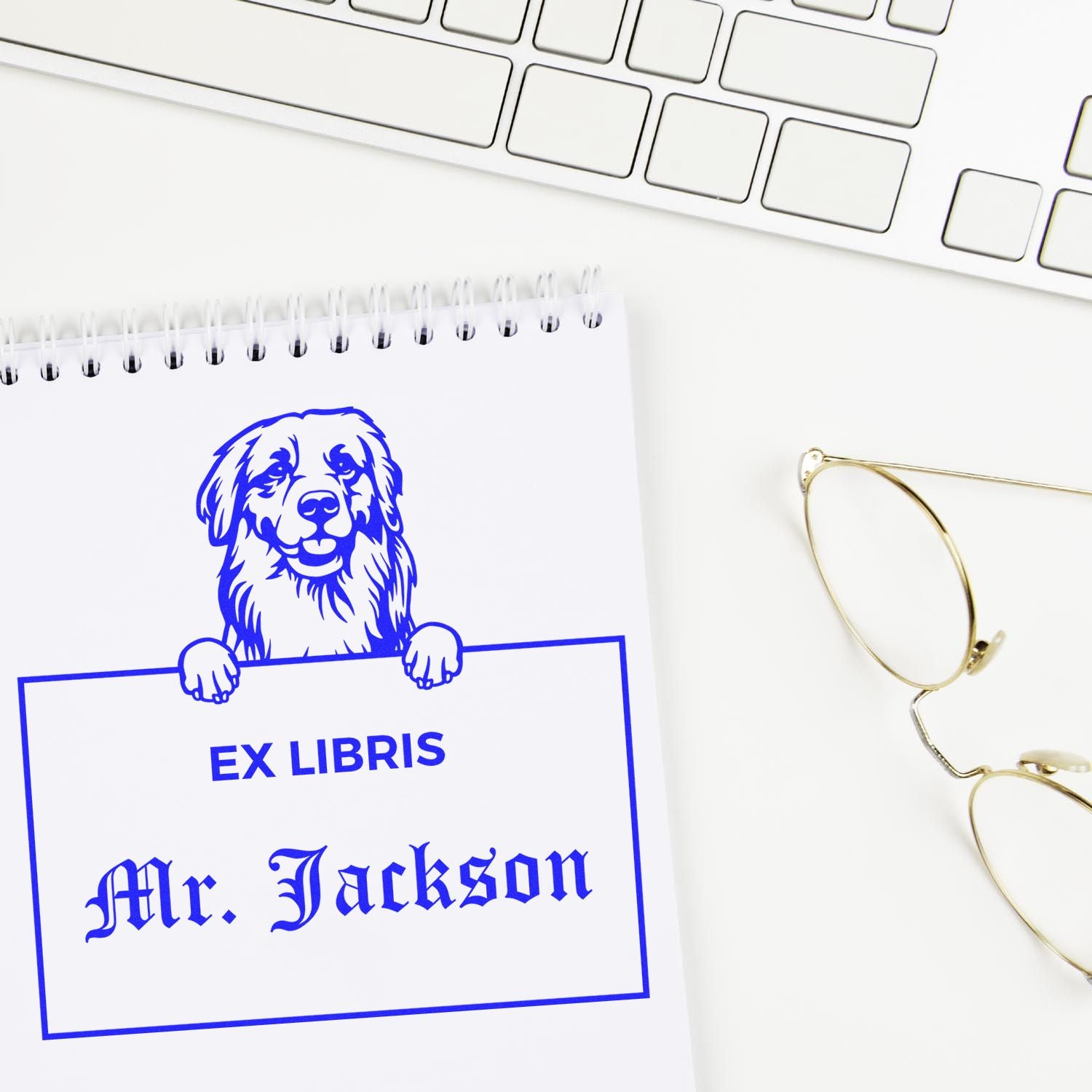 Golden Retriever Customized Ex Libris Book Stamp - Engineer Seal Stamps