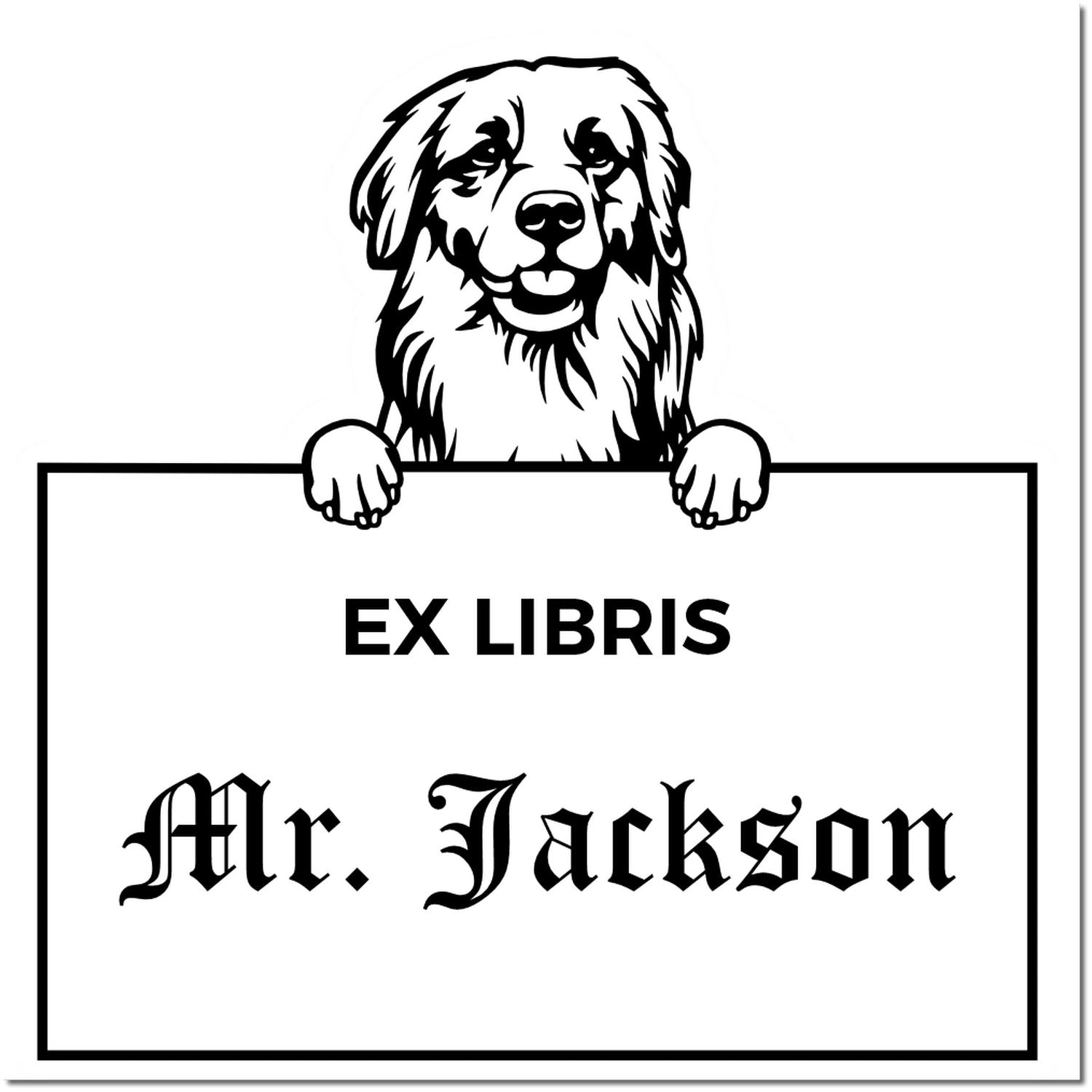 Golden Retriever Custom-Made Dog Themed Ex Libris Book Ownership Stamp - Engineer Seal Stamps