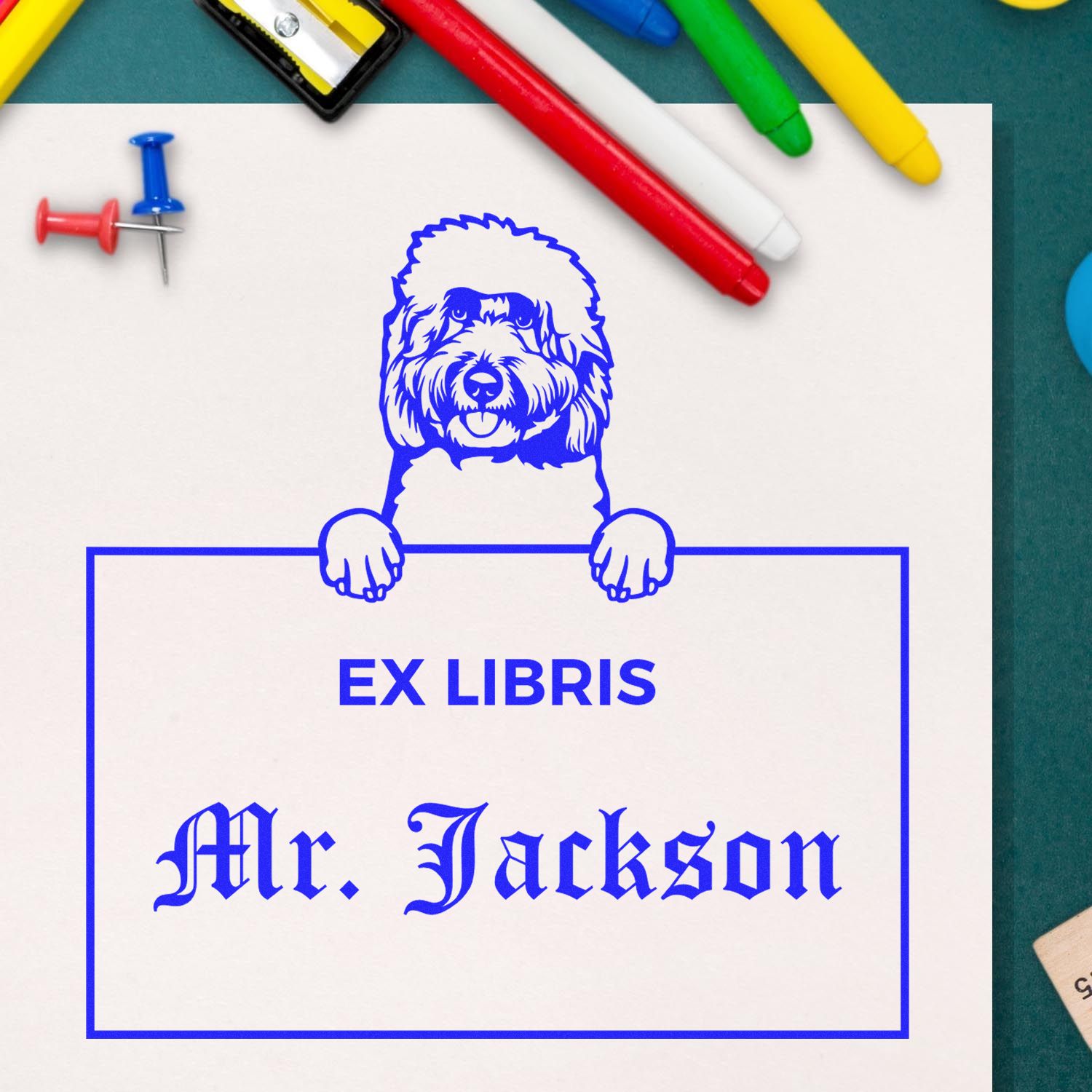 Goldendoodle Customized Ex Libris Book Stamper - Engineer Seal Stamps