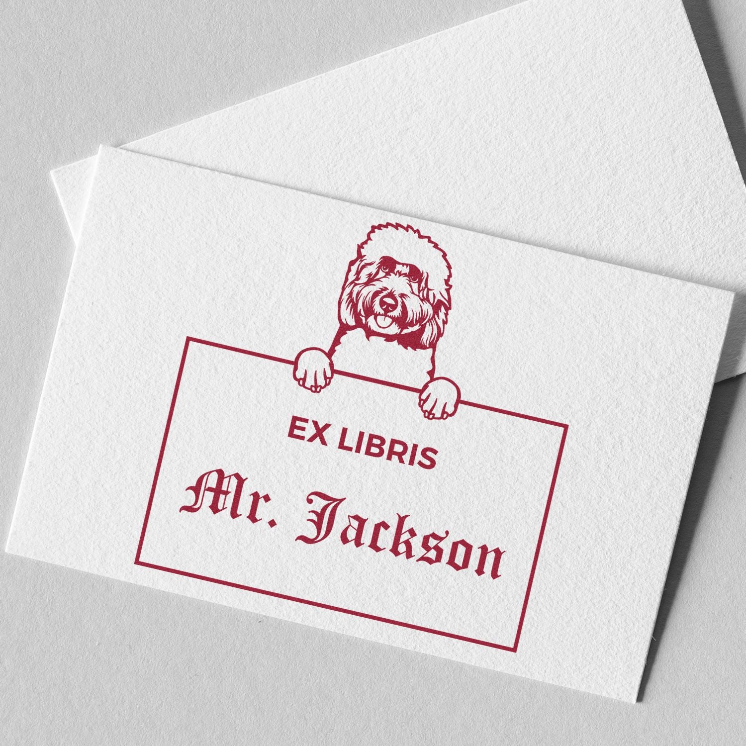 Personalizable Ex Libris Stamp with Goldendoodle - Engineer Seal Stamps