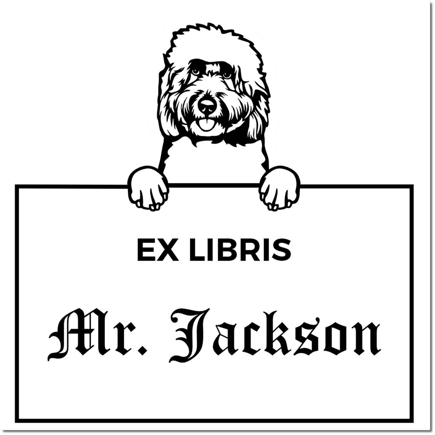 Goldendoodle Custom-Made Dog Themed Ex Libris Label Stamp - Engineer Seal Stamps
