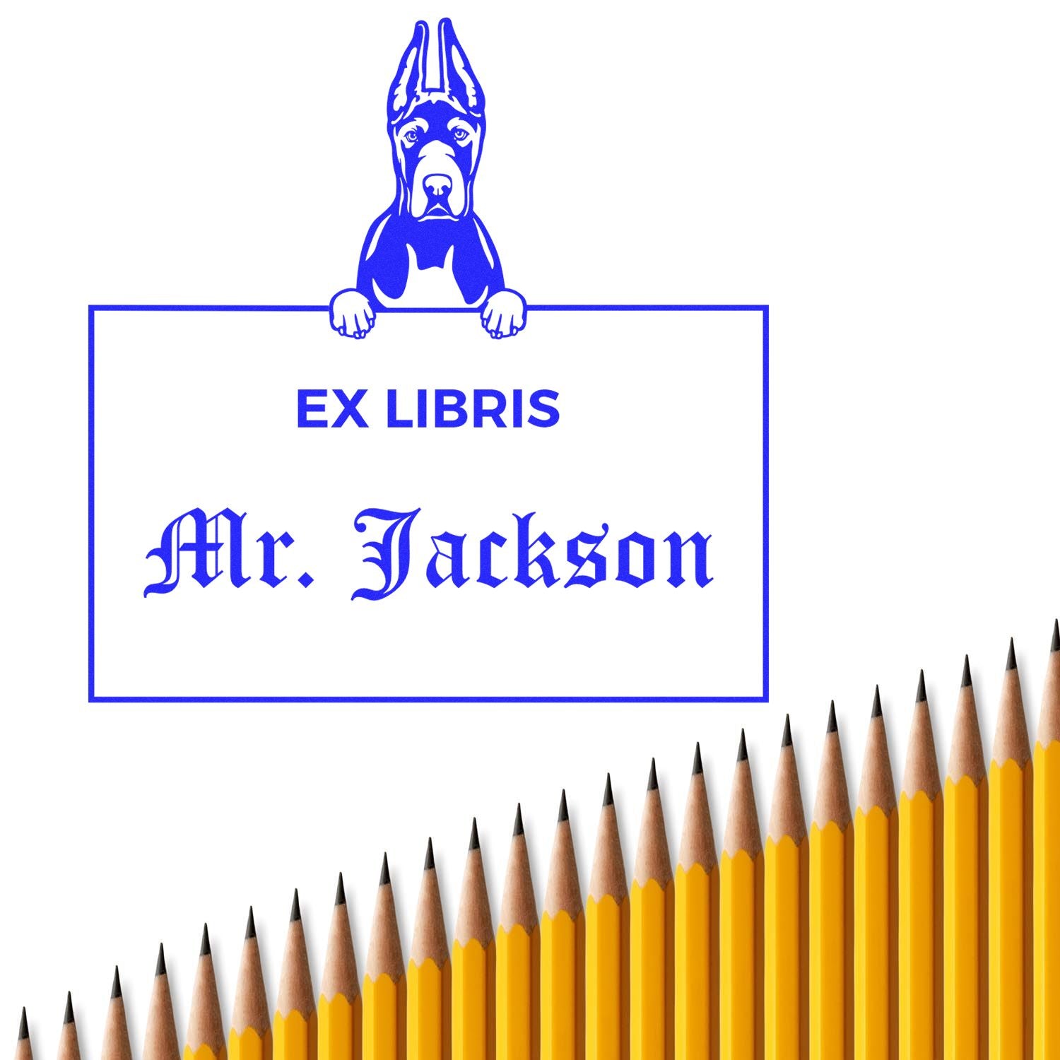 Great Dane Cropped Ears Customized Ex Libris Teacher Stamp - Engineer Seal Stamps