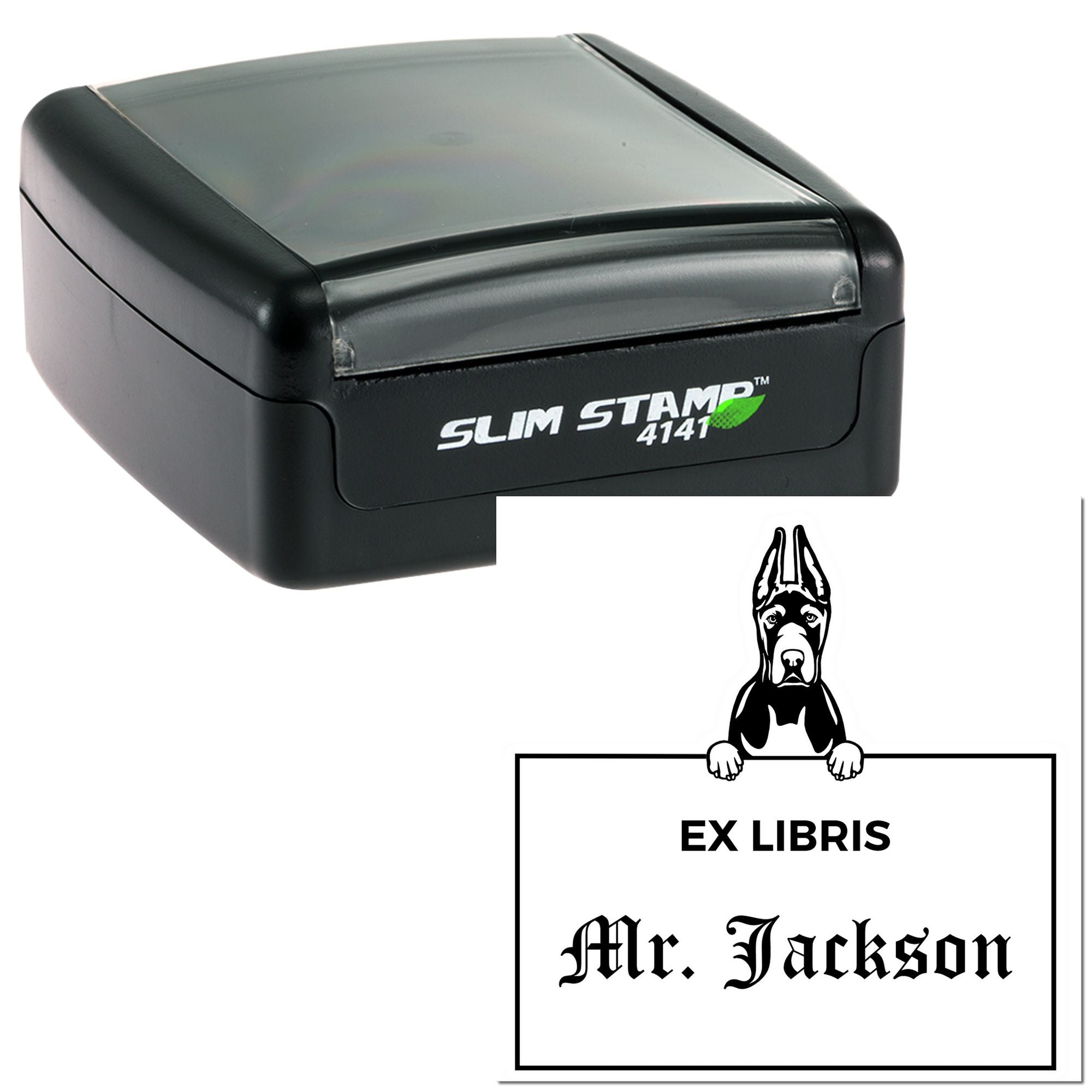 Great Dane Cropped Ears Customized Ex Libris Teacher Stamp - Engineer Seal Stamps