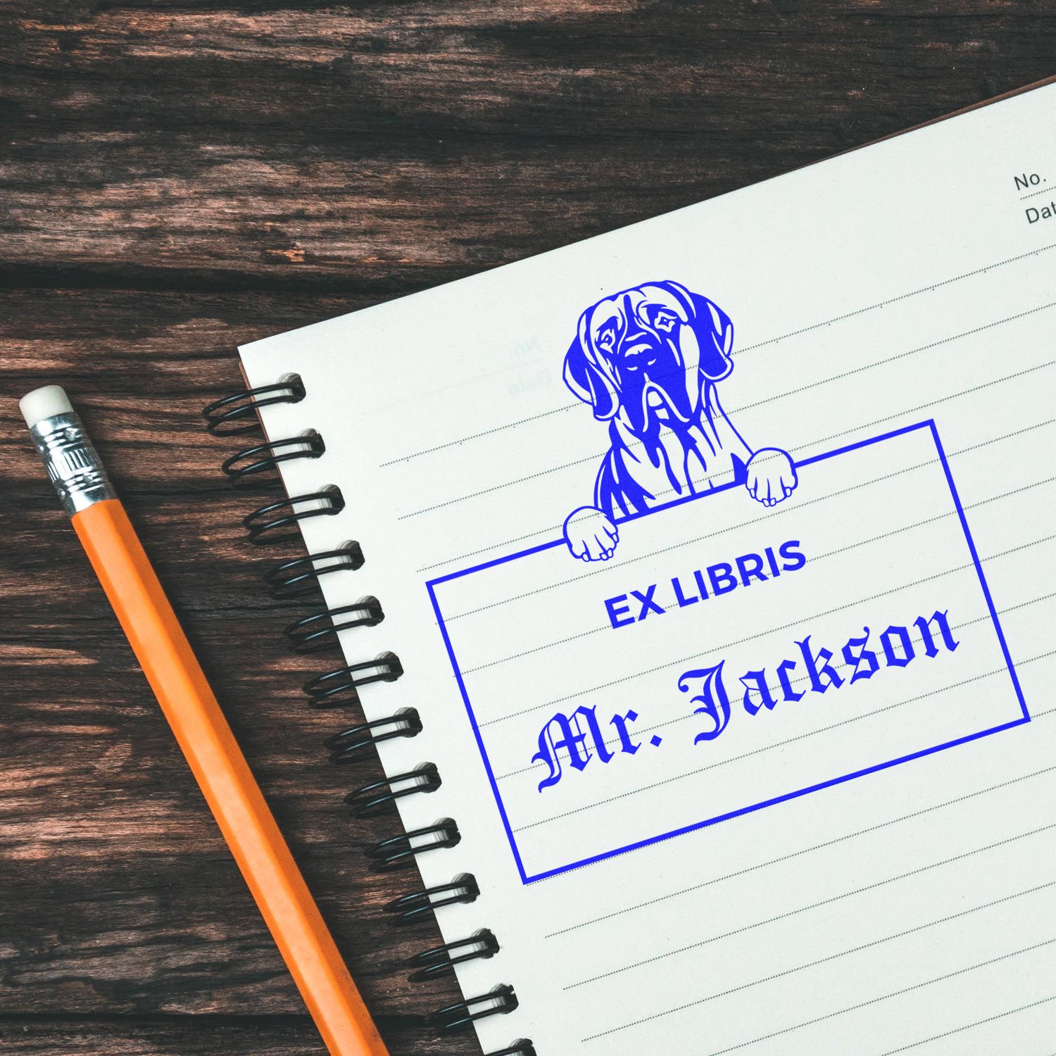 Great Dane Personalized Puppy Dog Ex Libris Library Stamp - Engineer Seal Stamps