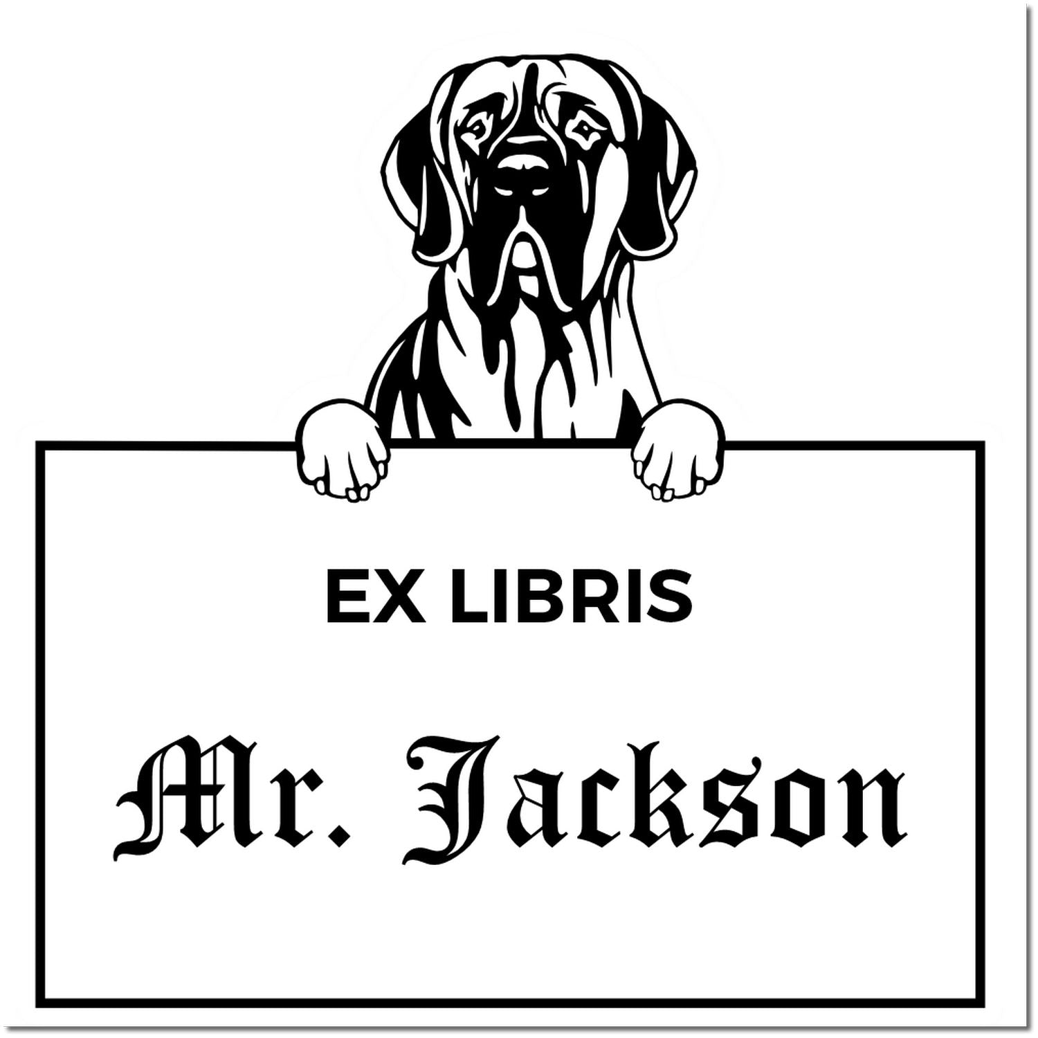 Great Dane Custom-Made Dog Themed Book Ex Libris Stamp - Engineer Seal Stamps