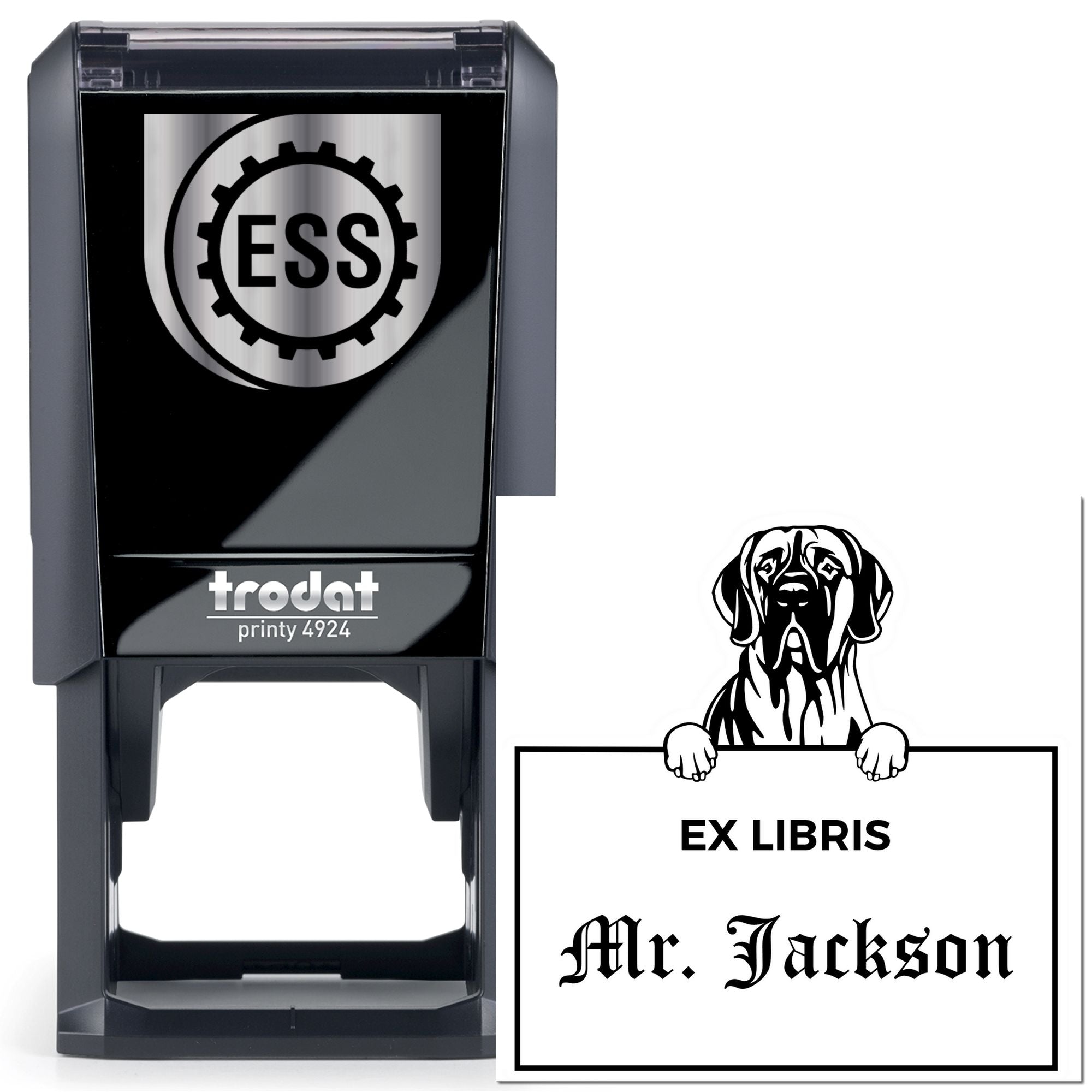 Great Dane Custom-Made Dog Themed Book Ex Libris Stamp - Engineer Seal Stamps