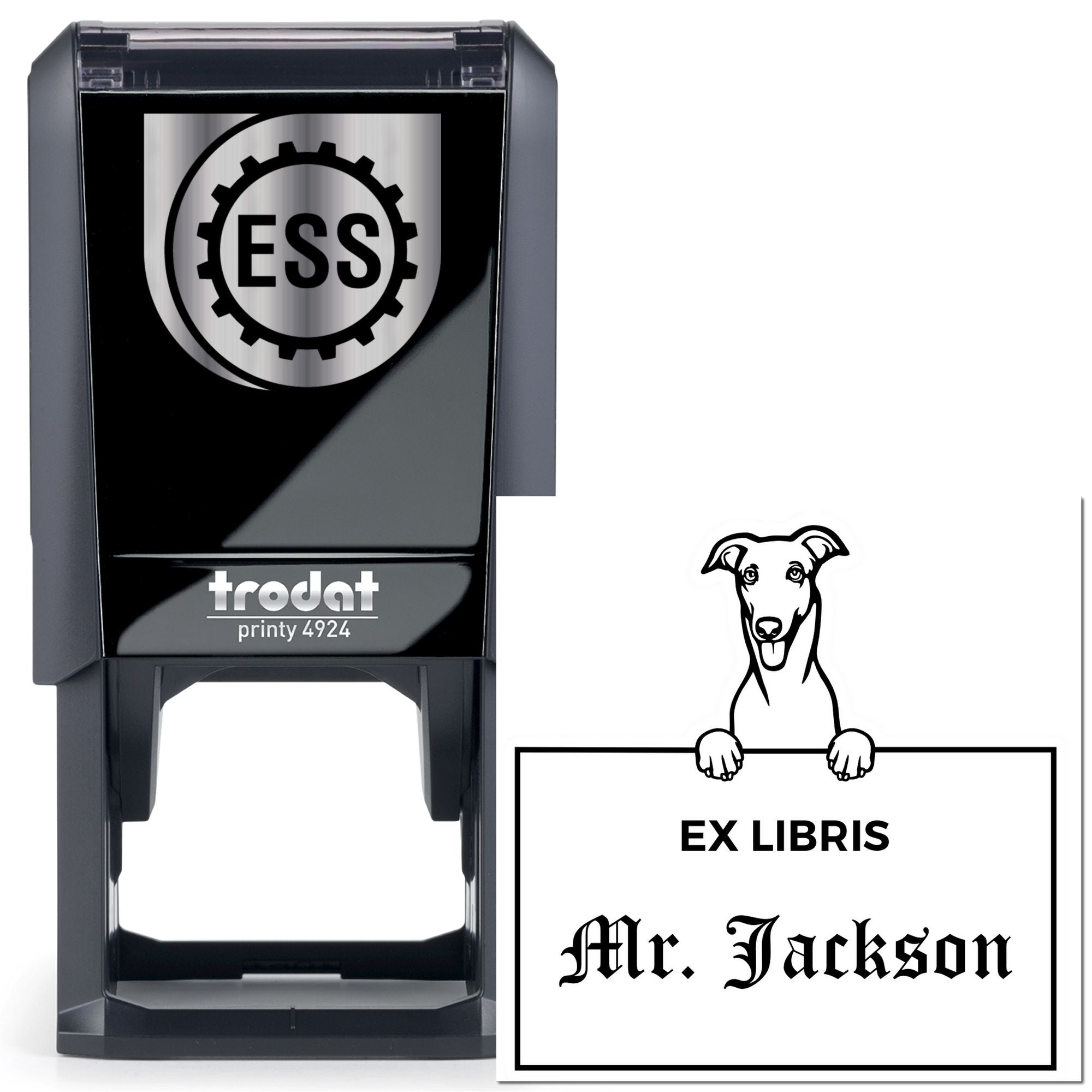Greyhound Custom-Made Puppy Themed Ex Libris Stamp - Engineer Seal Stamps