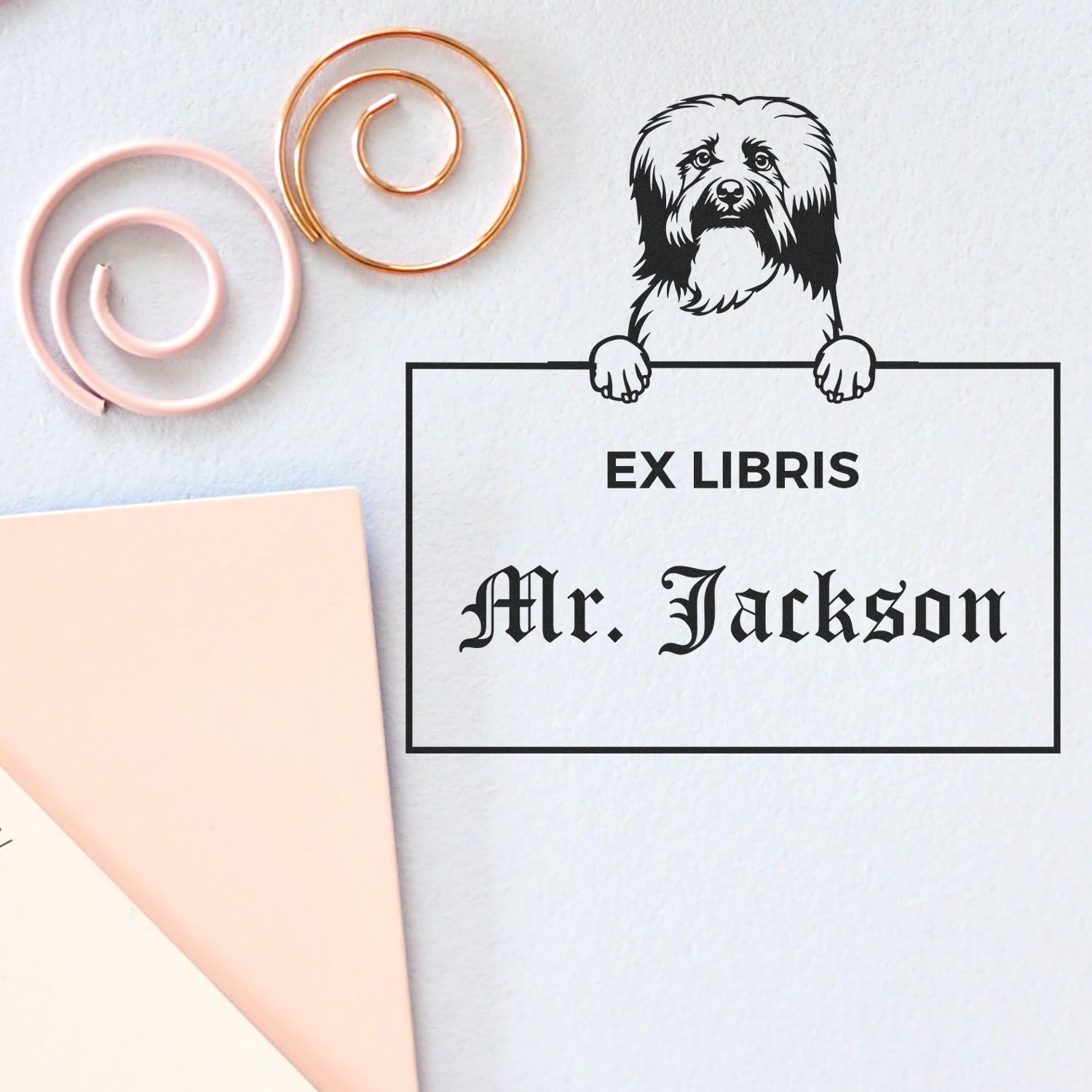 Personalizable Ex Libris Book Stamp with Havanese - Engineer Seal Stamps