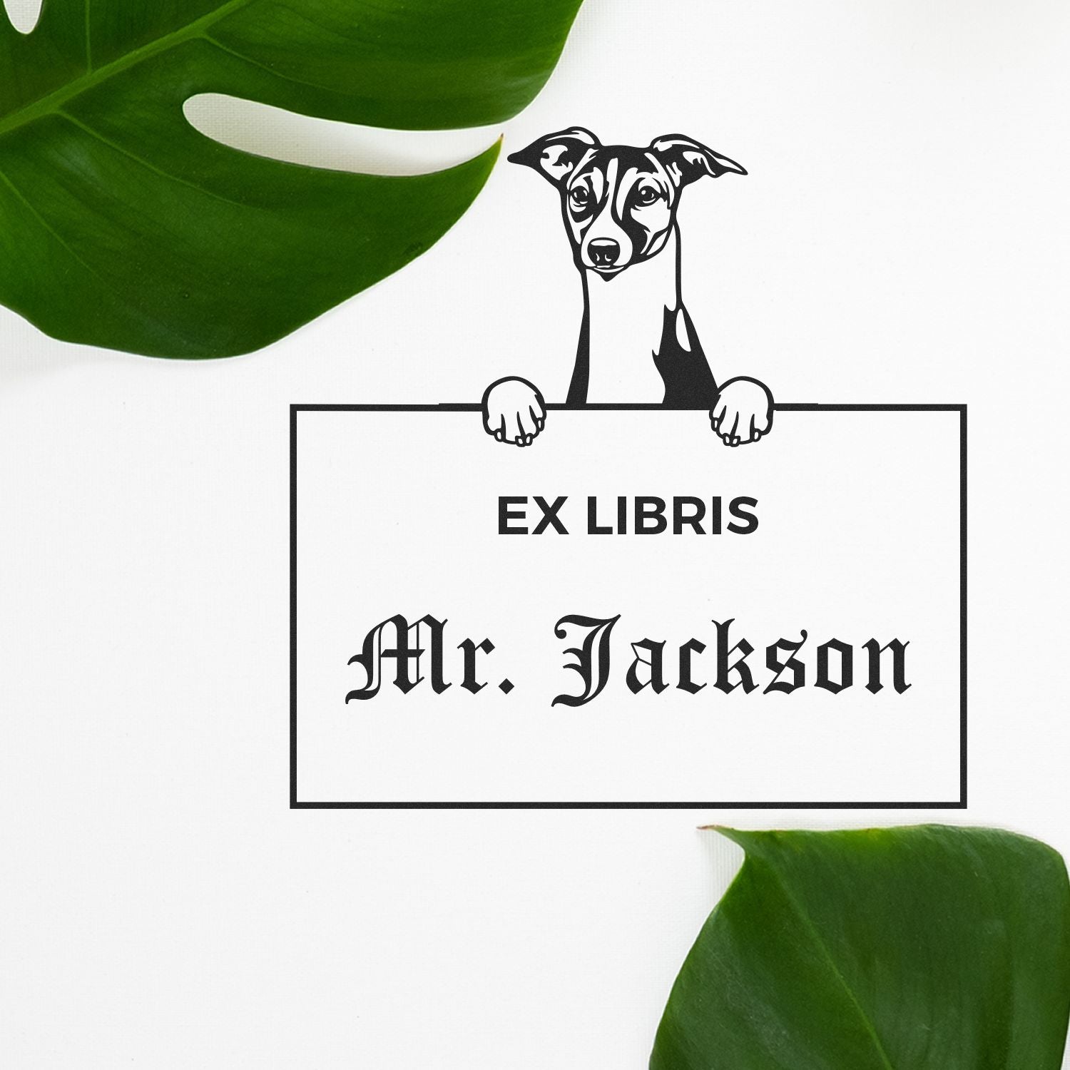 Italian Greyhound Custom-Made Puppy Themed Ex Libris Bookplate Stamp - Engineer Seal Stamps