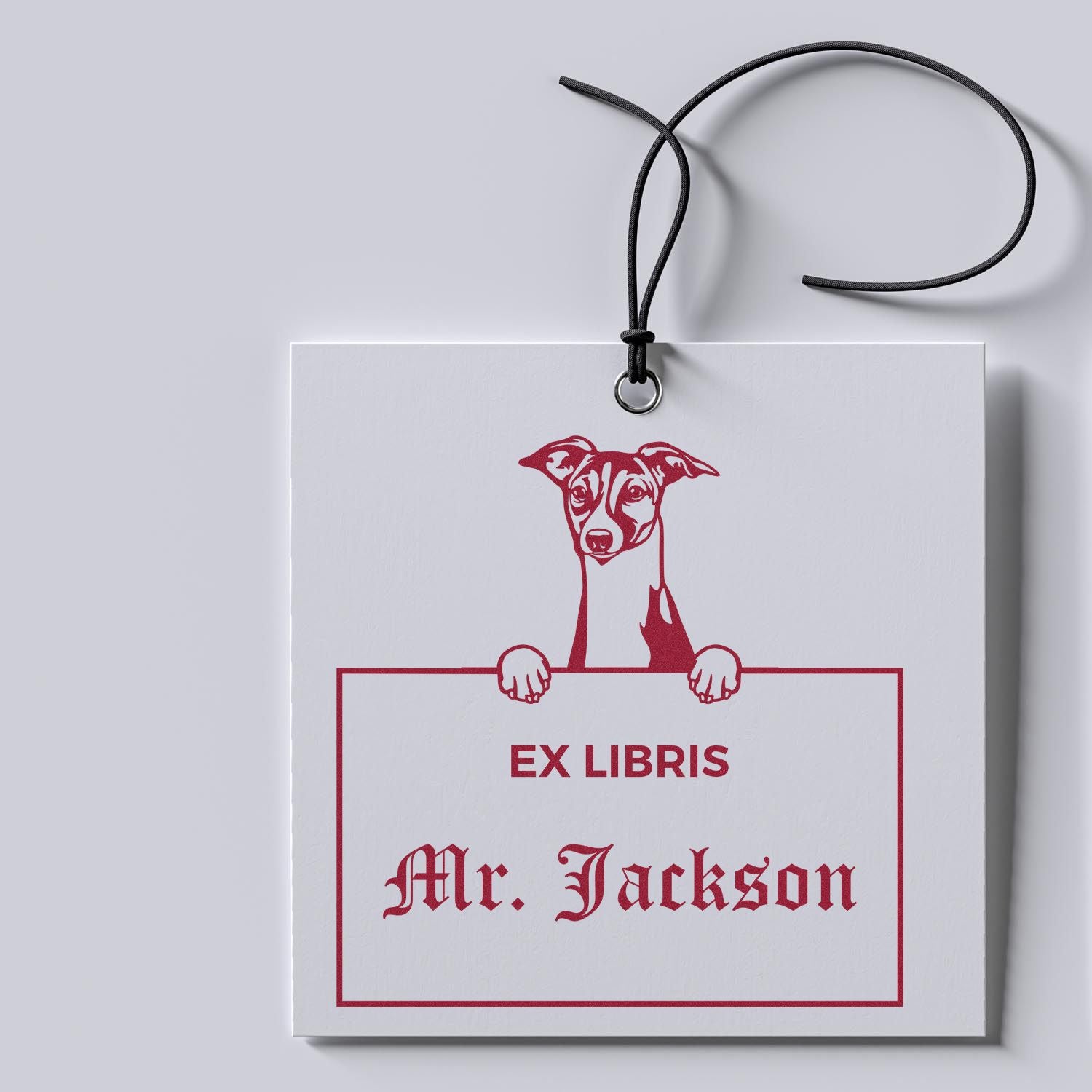 Italian Greyhound Personalized Puppy Dog Book Ex Libris Stamp - Engineer Seal Stamps