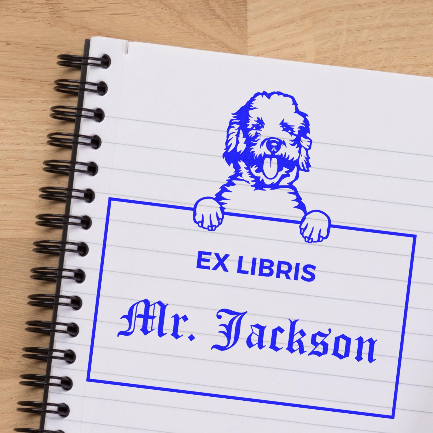 Labradoodle Custom-Made Puppy Themed Ex Libris Library Stamp - Engineer Seal Stamps