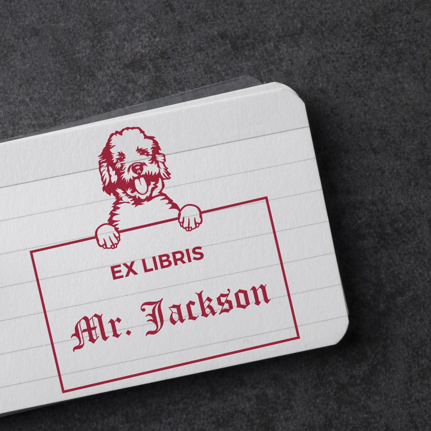 Labradoodle Custom-Made Puppy Themed Ex Libris Library Stamp - Engineer Seal Stamps