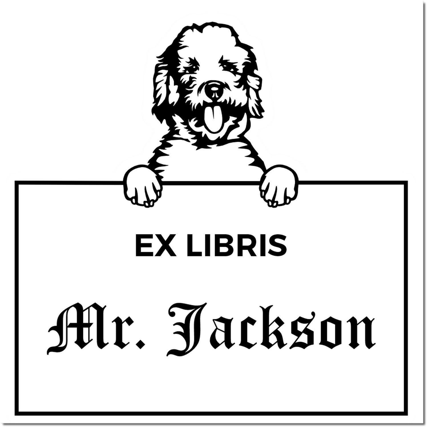 Labradoodle Personalized Puppy Ex Libris Book Label Stamp - Engineer Seal Stamps