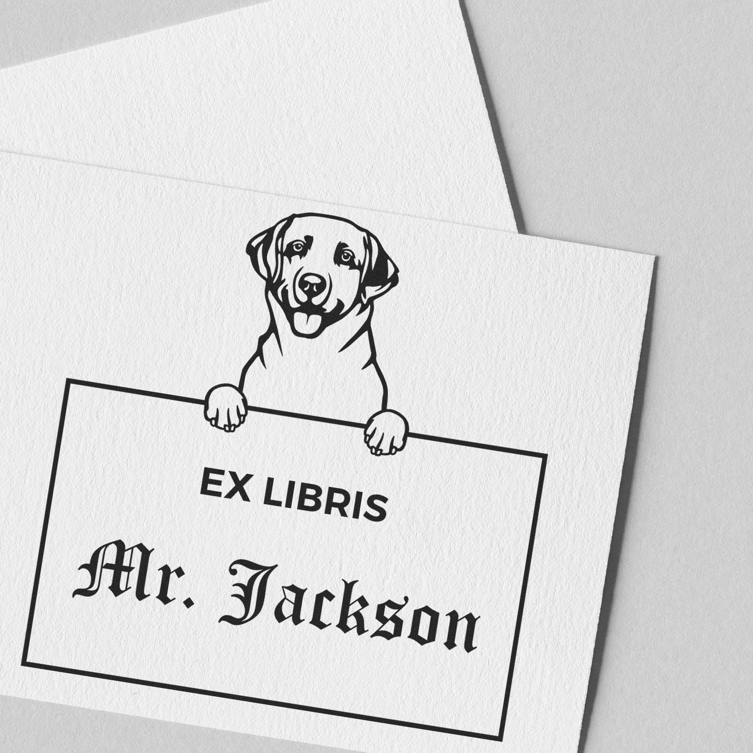 Personalizable Ex Libris Teacher Stamper with Labrador Retriever - Engineer Seal Stamps