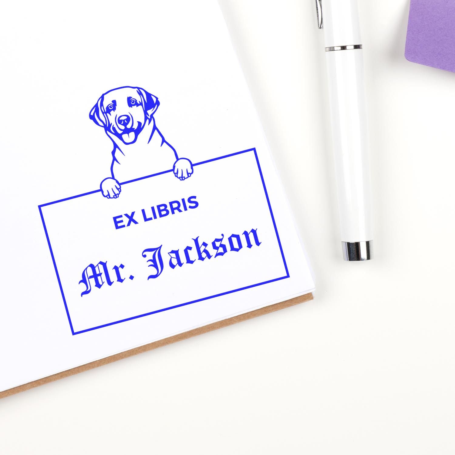 Labrador Retriever Personalized Puppy Ex Libris Stamp - Engineer Seal Stamps