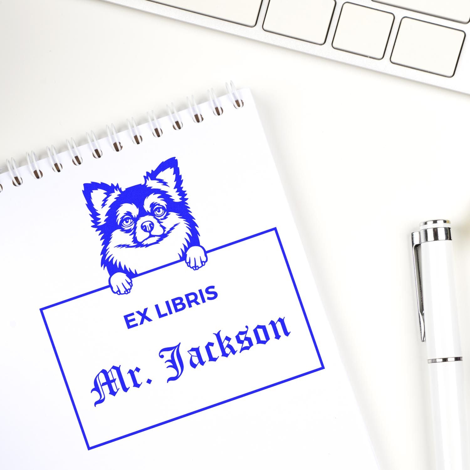 Long Haired Chihuahua Customized Ex Libris Library Book Stamper - Engineer Seal Stamps