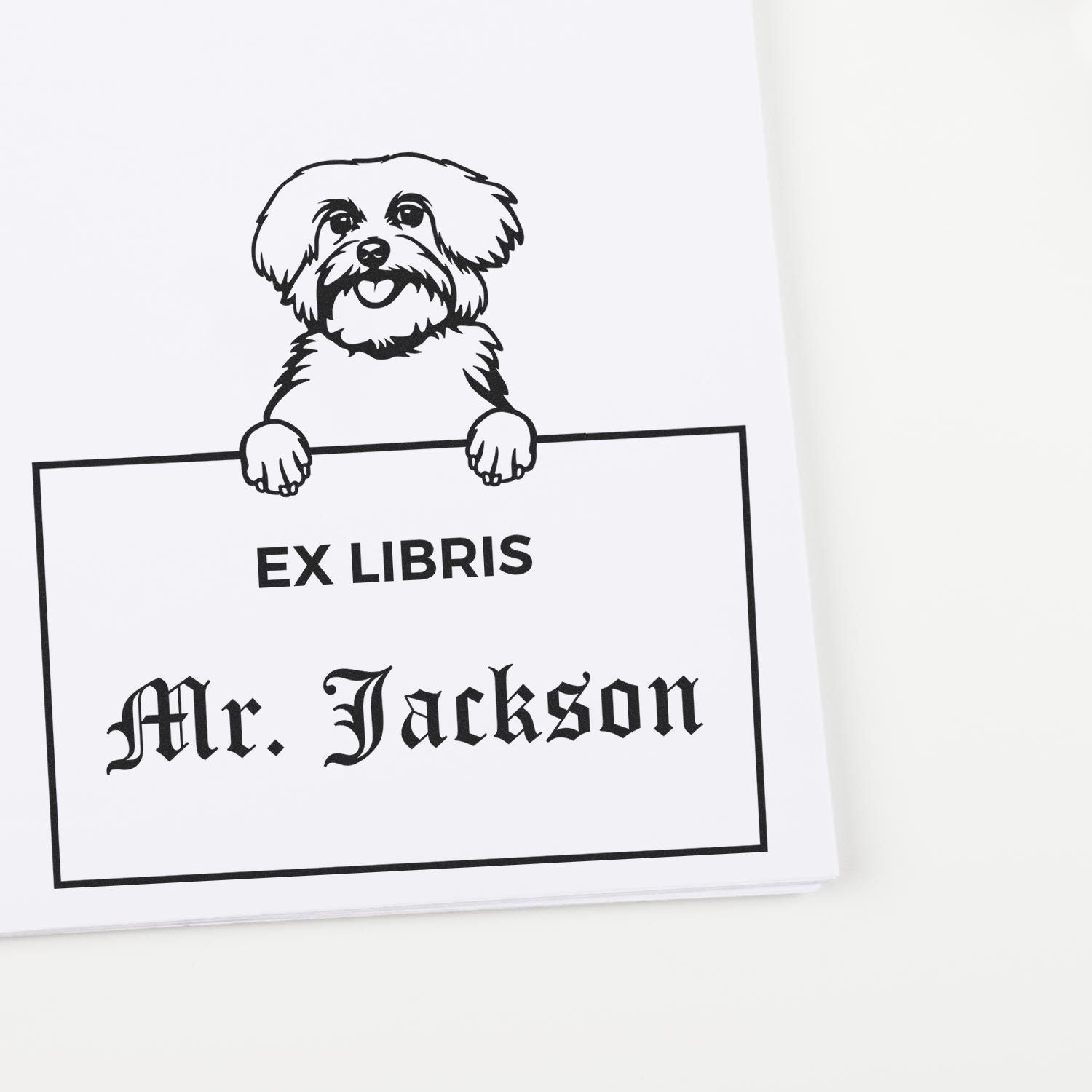 Personalizable Ex Libris Reading Stamp with Maltese - Engineer Seal Stamps