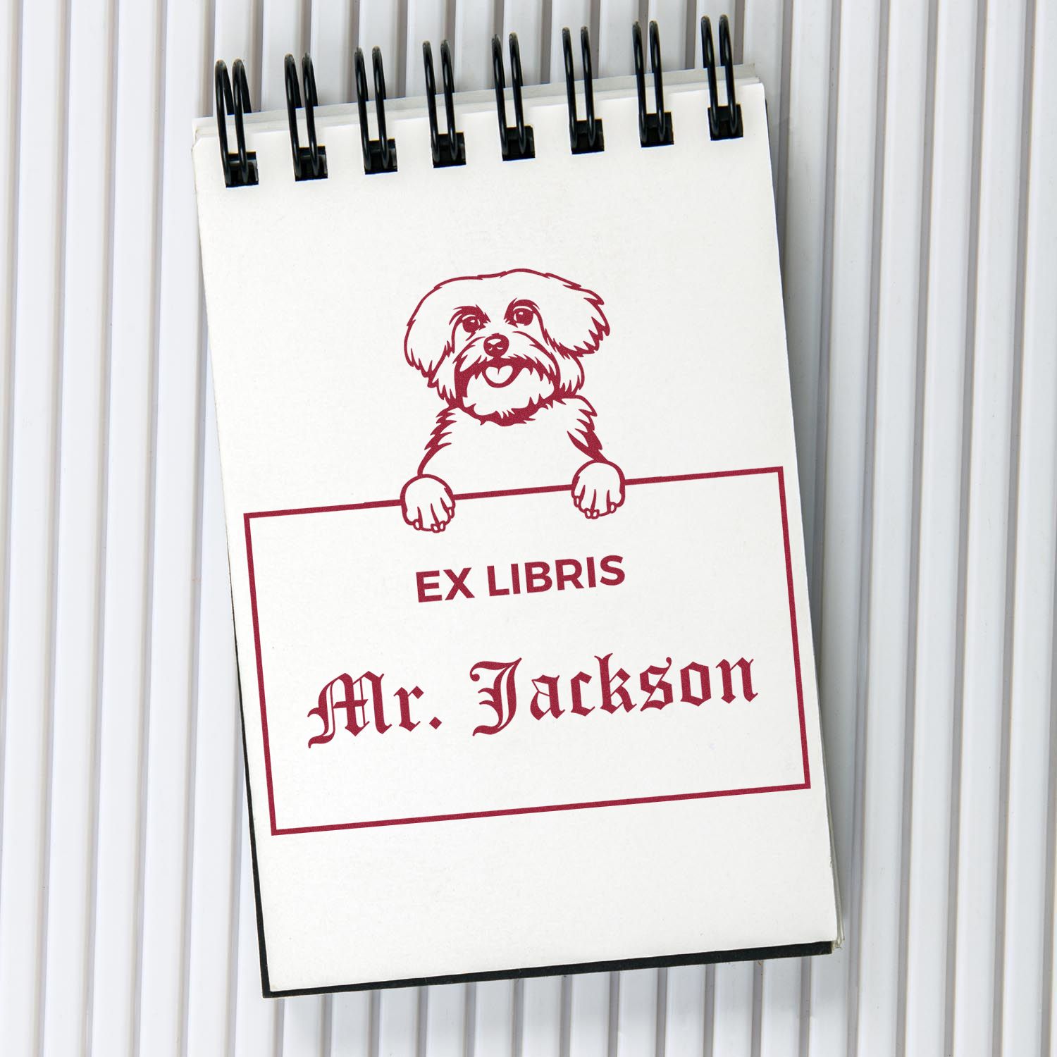 Maltese Custom-Made Puppy Themed Book Ex Libris Stamp - Engineer Seal Stamps