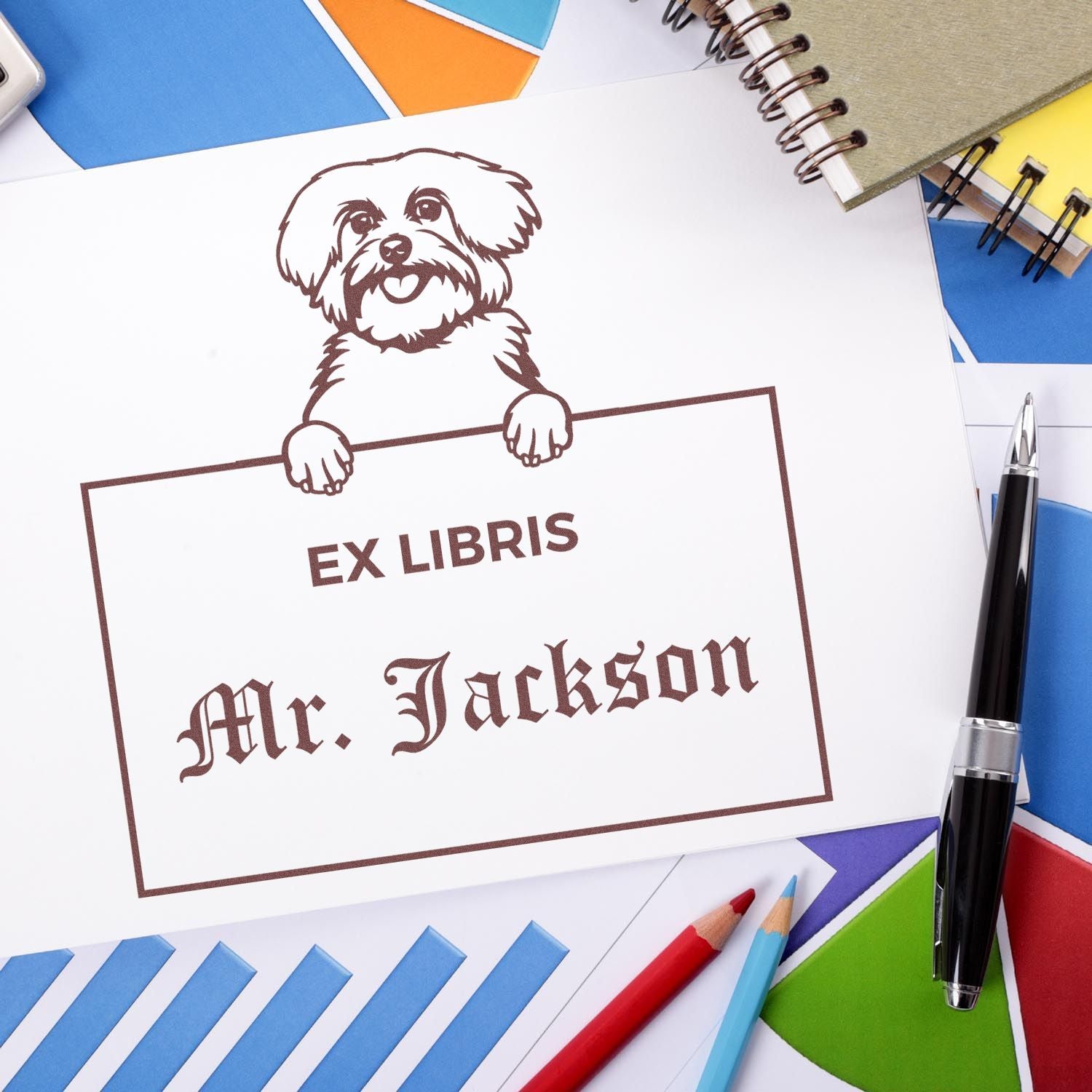 Maltese Personalized Puppy Ex Libris Library Stamp - Engineer Seal Stamps