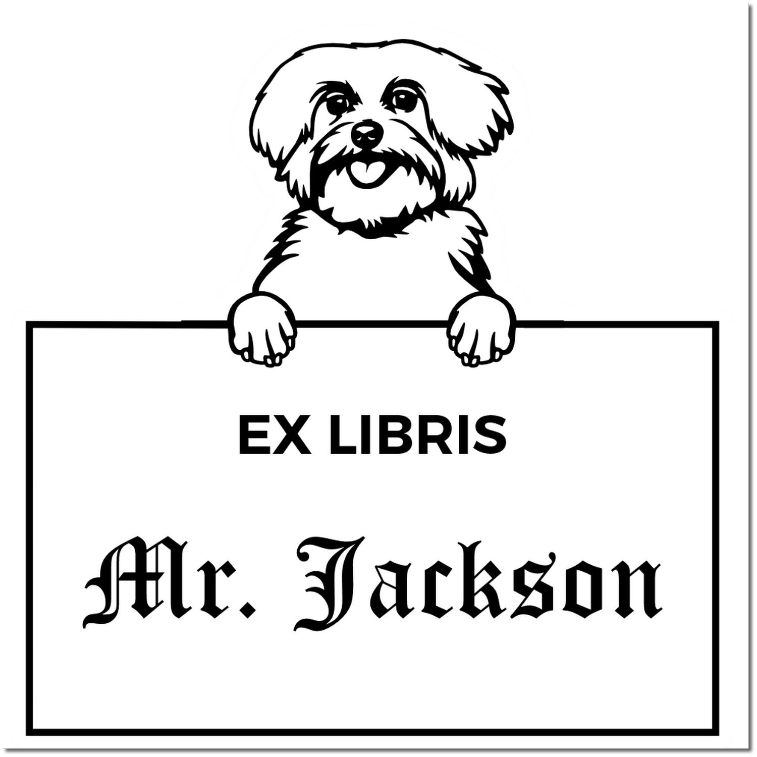 Maltese Personalized Puppy Ex Libris Library Stamp - Engineer Seal Stamps