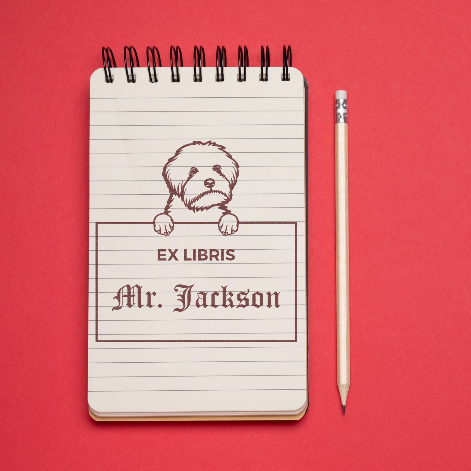 Maltipoo Personalized Puppy Ex Libris Design Stamp - Engineer Seal Stamps