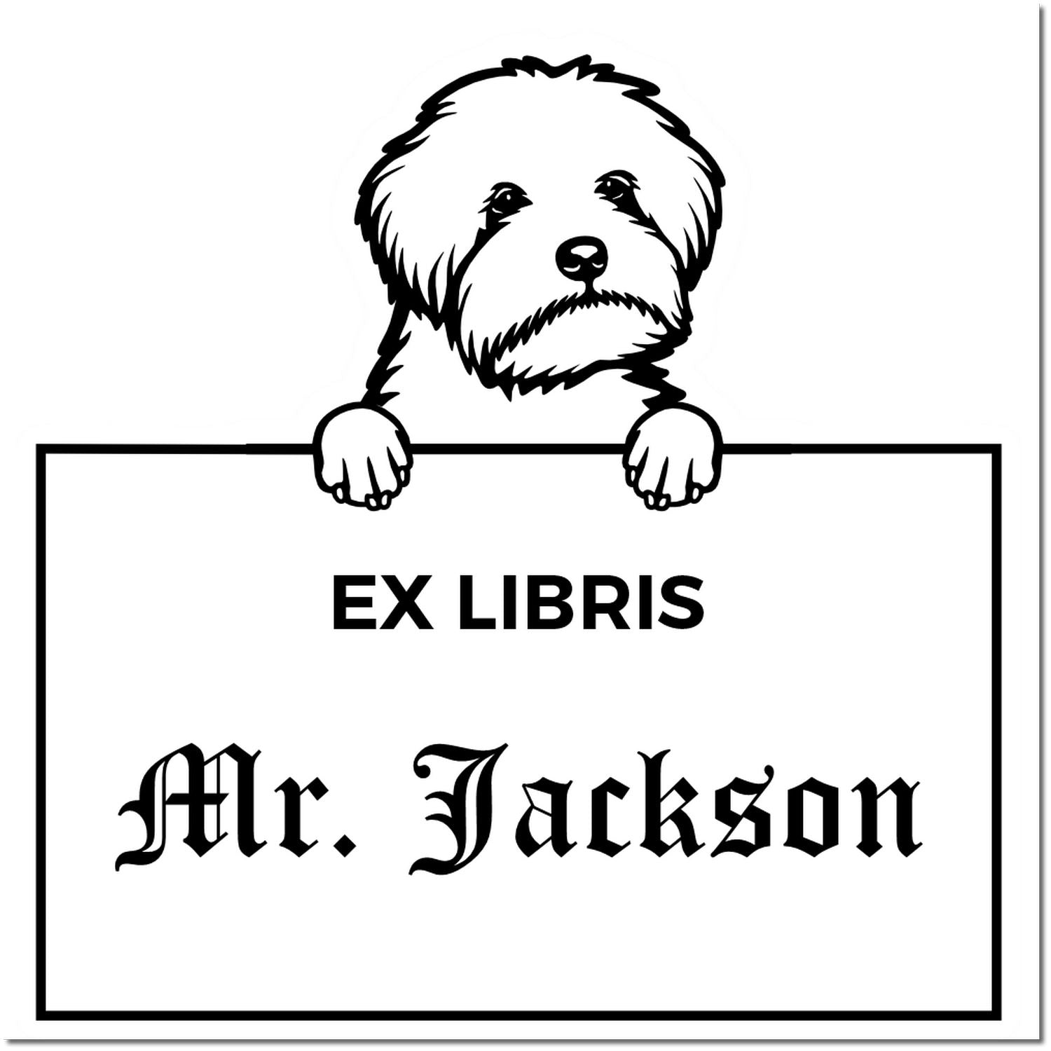 Maltipoo Custom-Made Dog Ex Libris Book Label Stamp - Engineer Seal Stamps