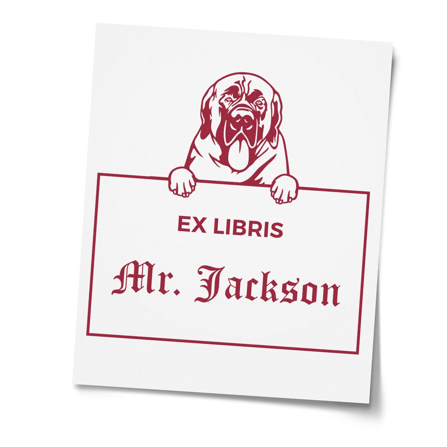 Mastiff Personalized Puppy Ex Libris Label Stamp - Engineer Seal Stamps