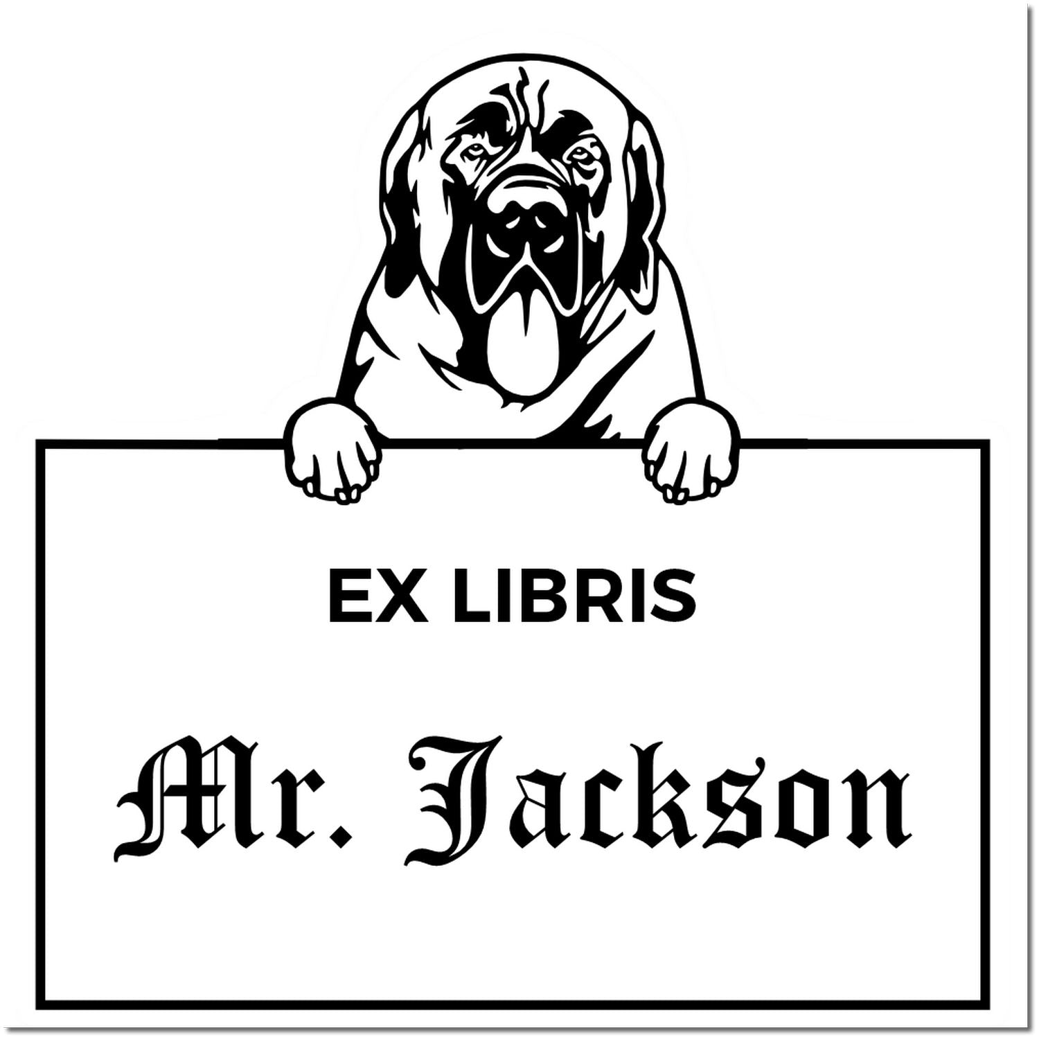 Mastiff Personalized Puppy Ex Libris Label Stamp - Engineer Seal Stamps