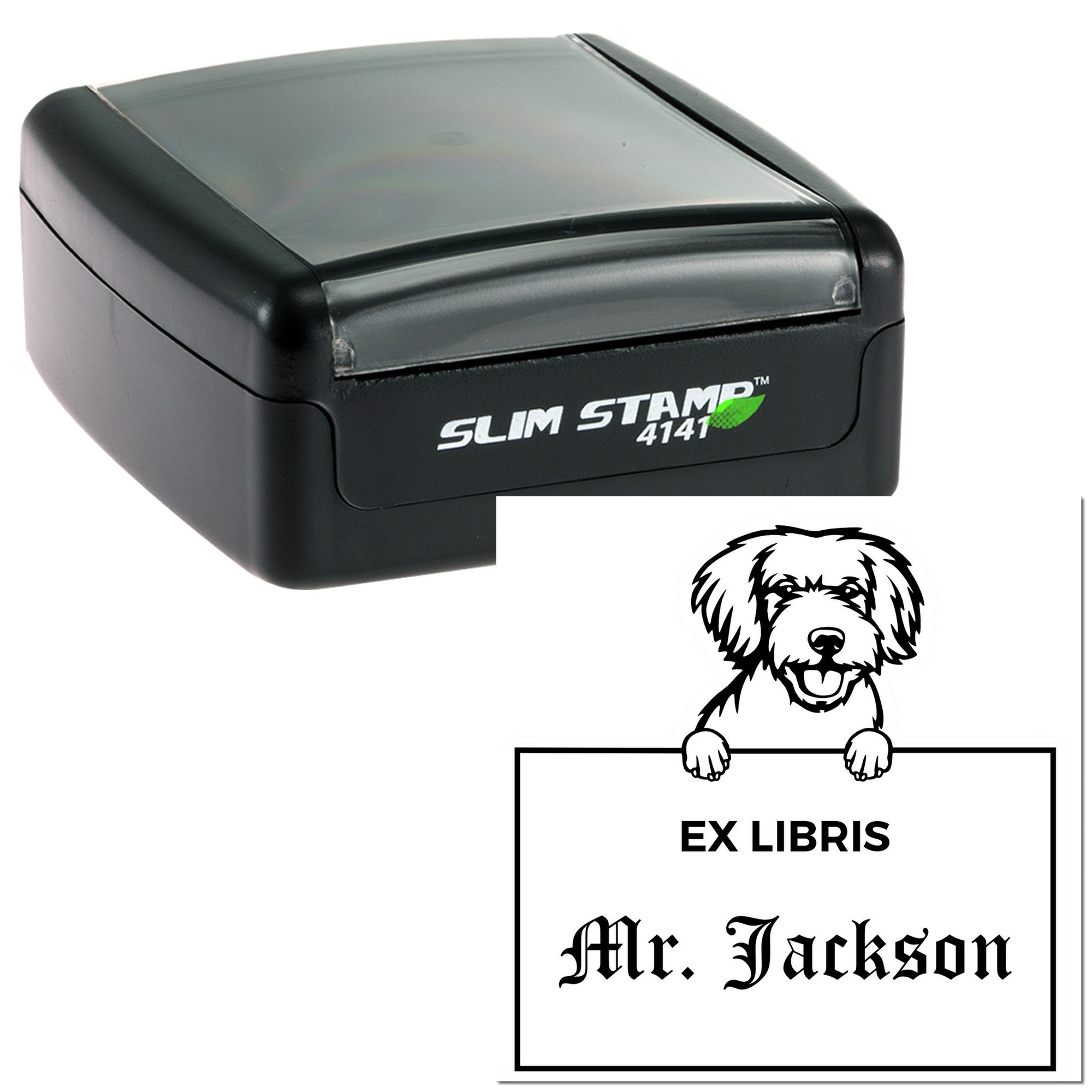 Miniature Golden Doodle Personalized Ex Libris Stamp - Engineer Seal Stamps