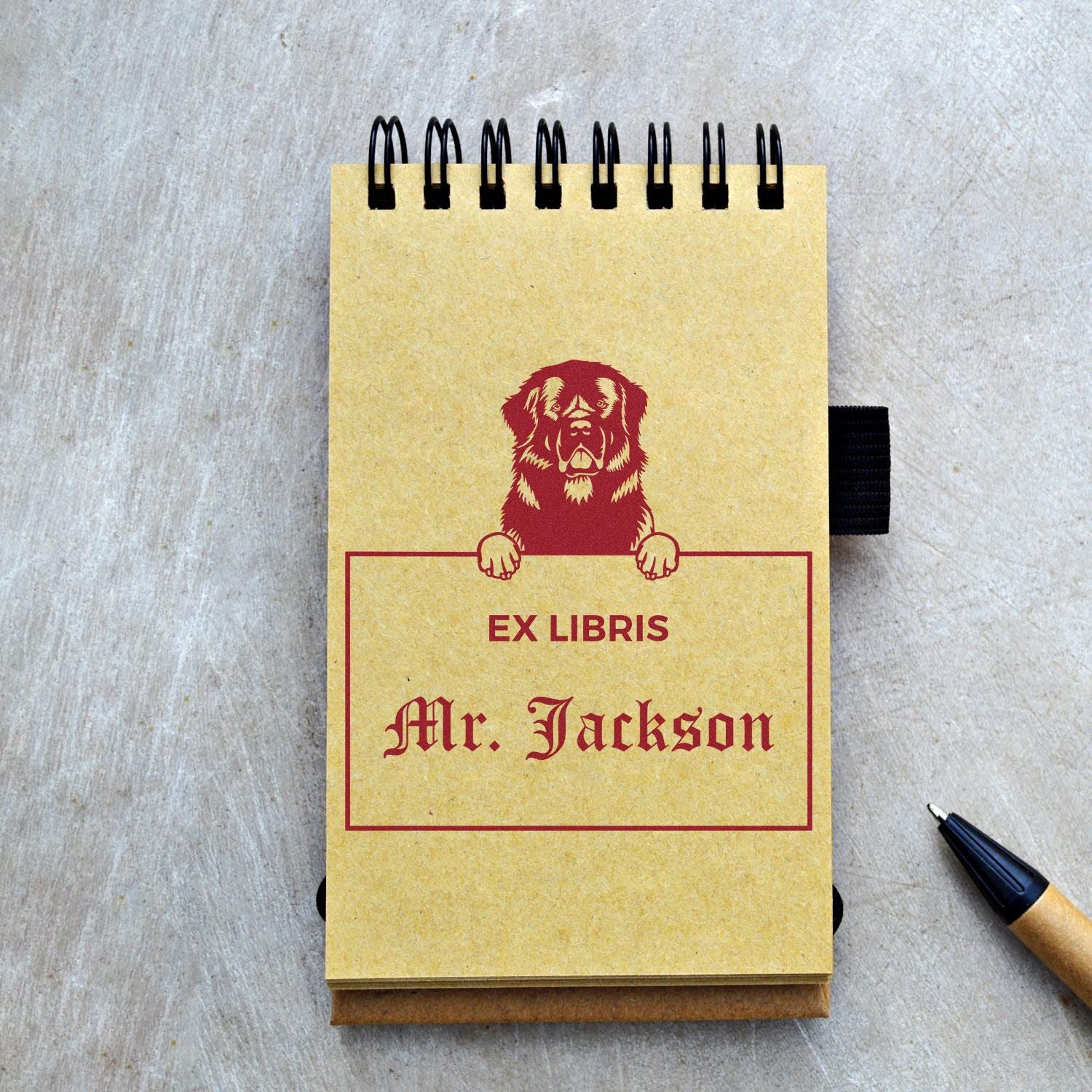Newfoundland Personalized Puppy Book Ex Libris Stamp